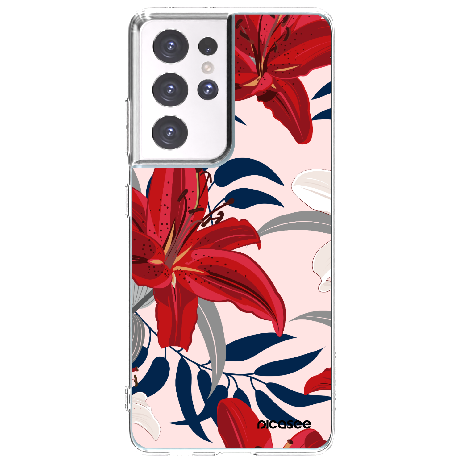 Picasee husă transparentă din silicon pentru Samsung Galaxy S21 Ultra 5G G998B - Red Lily