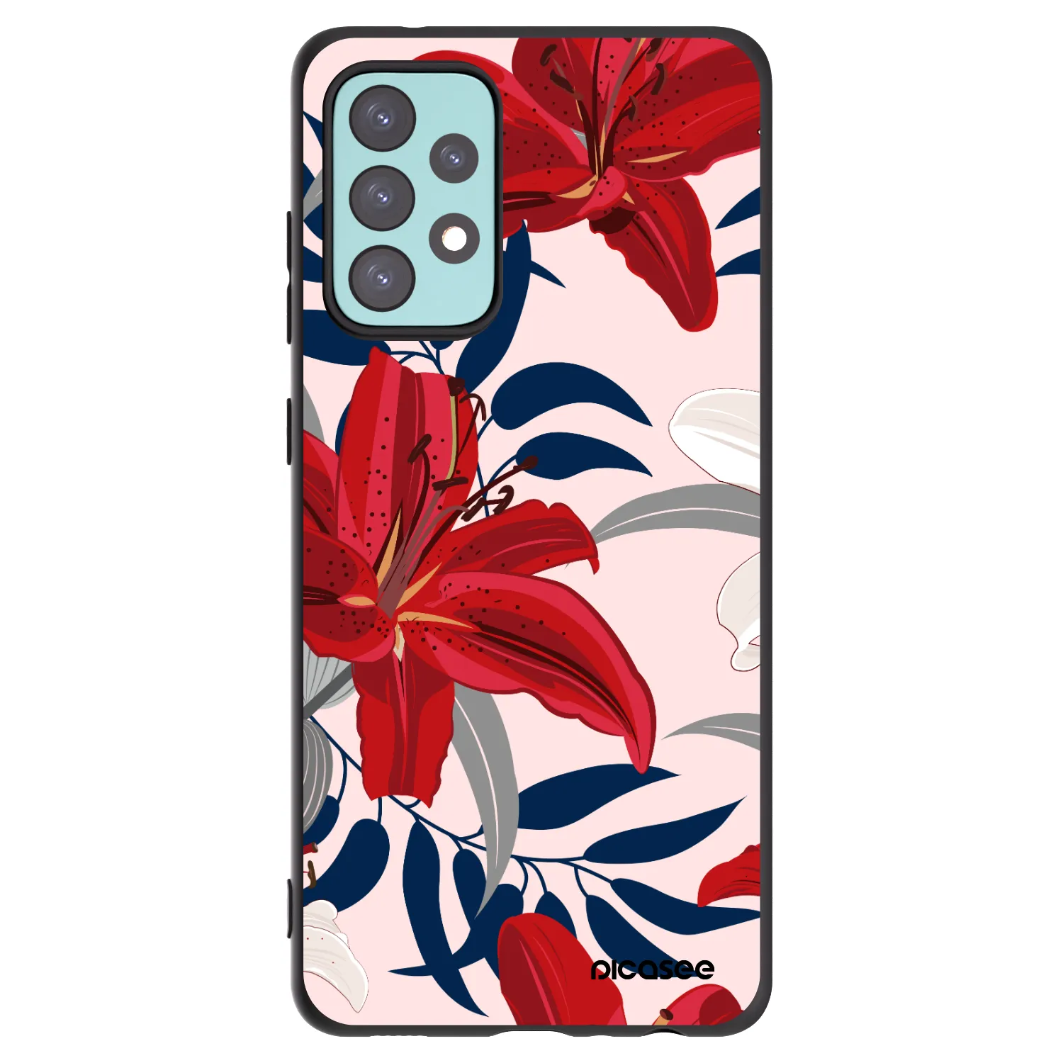Picasee husă neagră din silicon pentru Samsung Galaxy A72 A725F - Red Lily