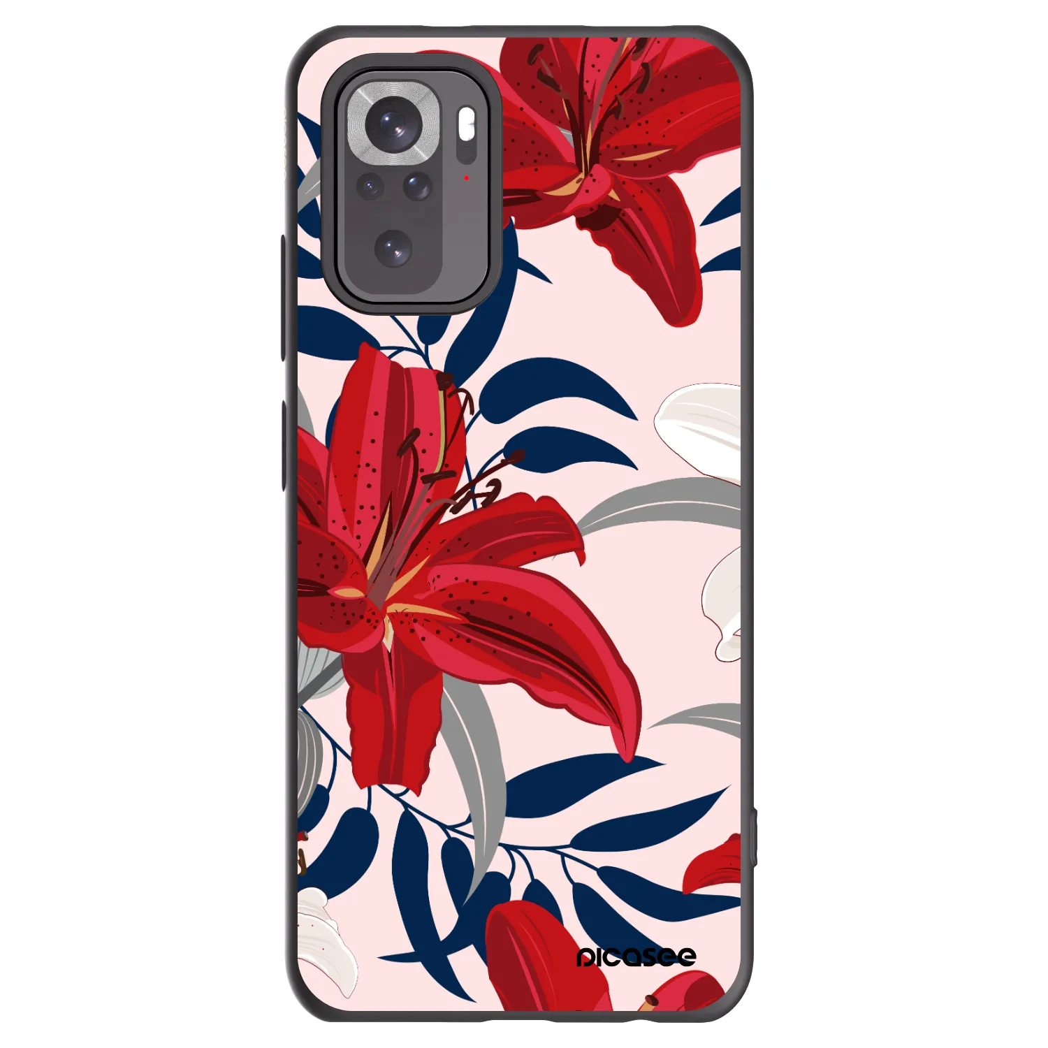 Picasee husă neagră din silicon pentru Xiaomi Redmi Note 10S - Red Lily