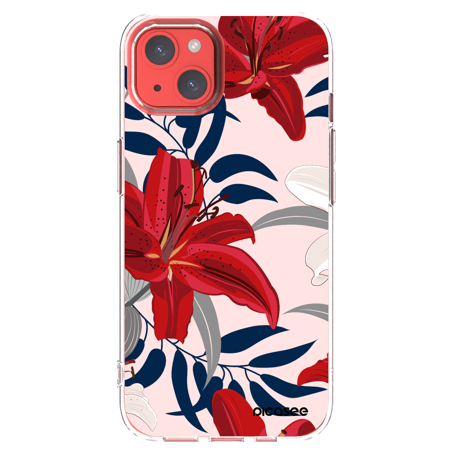 Picasee husă transparentă din silicon pentru Apple iPhone 13 - Red Lily