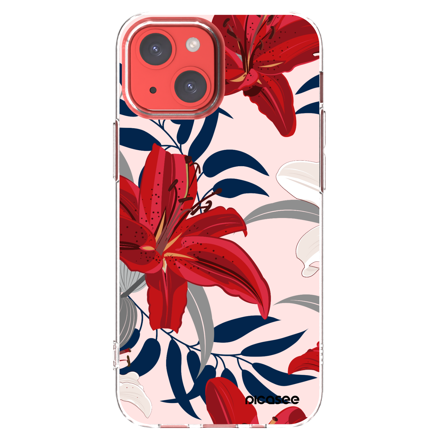 Picasee husă transparentă din silicon pentru Apple iPhone 13 mini - Red Lily