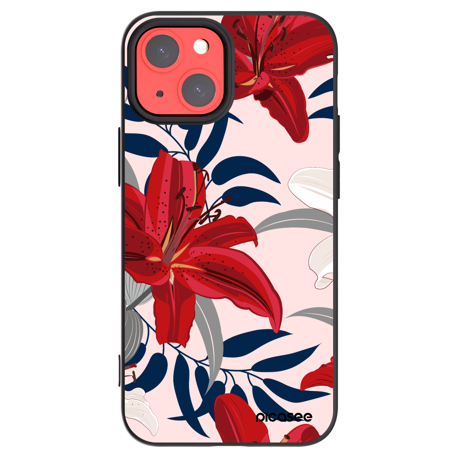 Picasee husă neagră din silicon pentru Apple iPhone 13 mini - Red Lily
