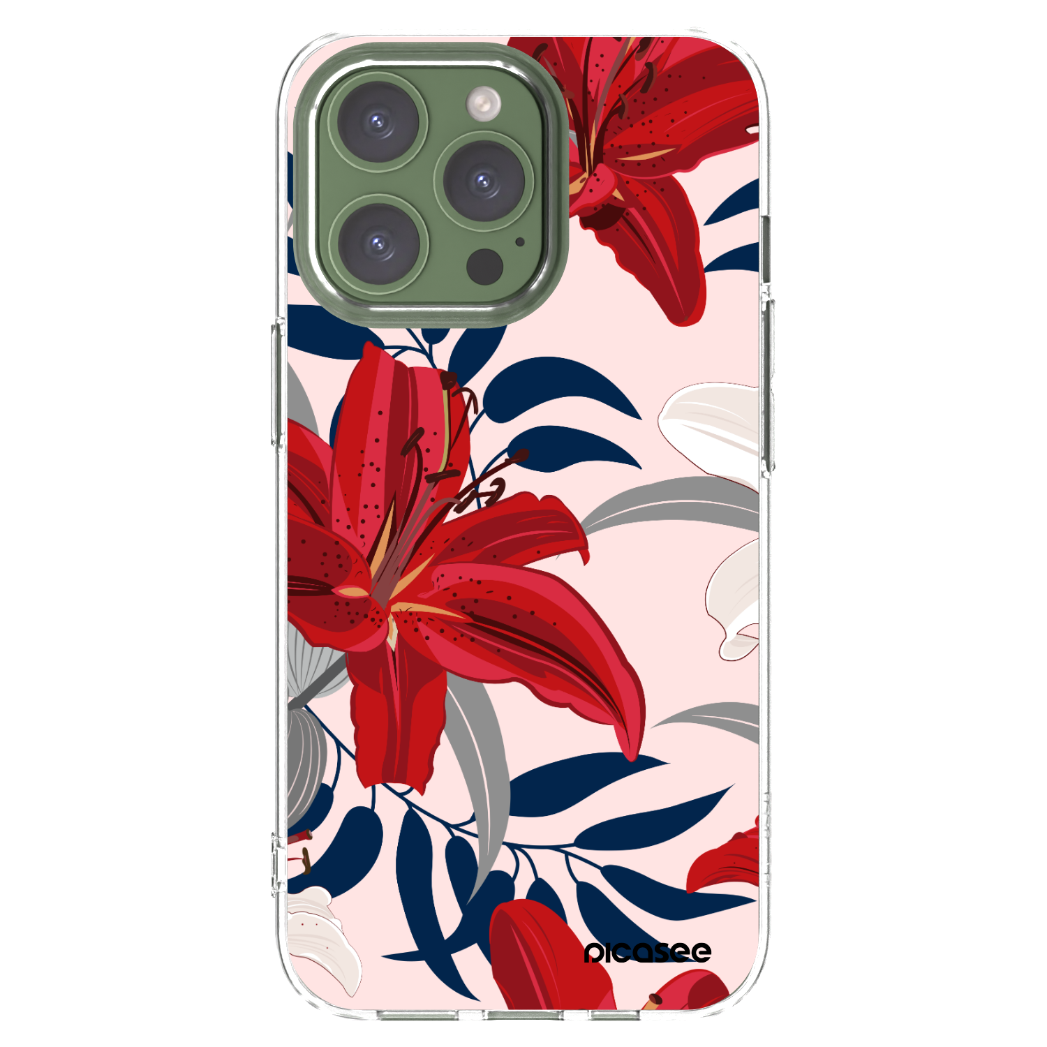 Picasee husă transparentă din silicon pentru Apple iPhone 13 Pro - Red Lily