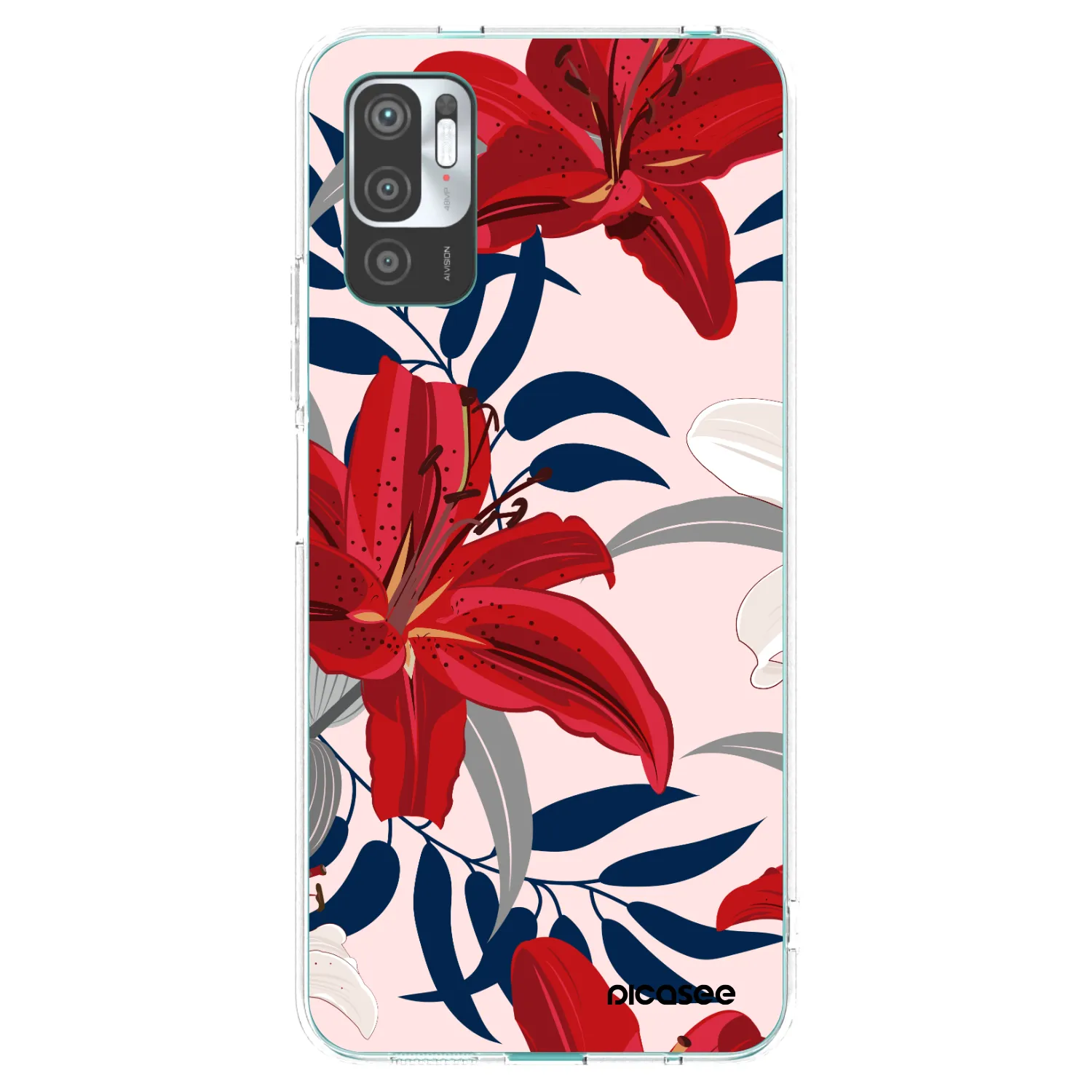 Picasee husă transparentă din silicon pentru Xiaomi Redmi Note 10 5G - Red Lily