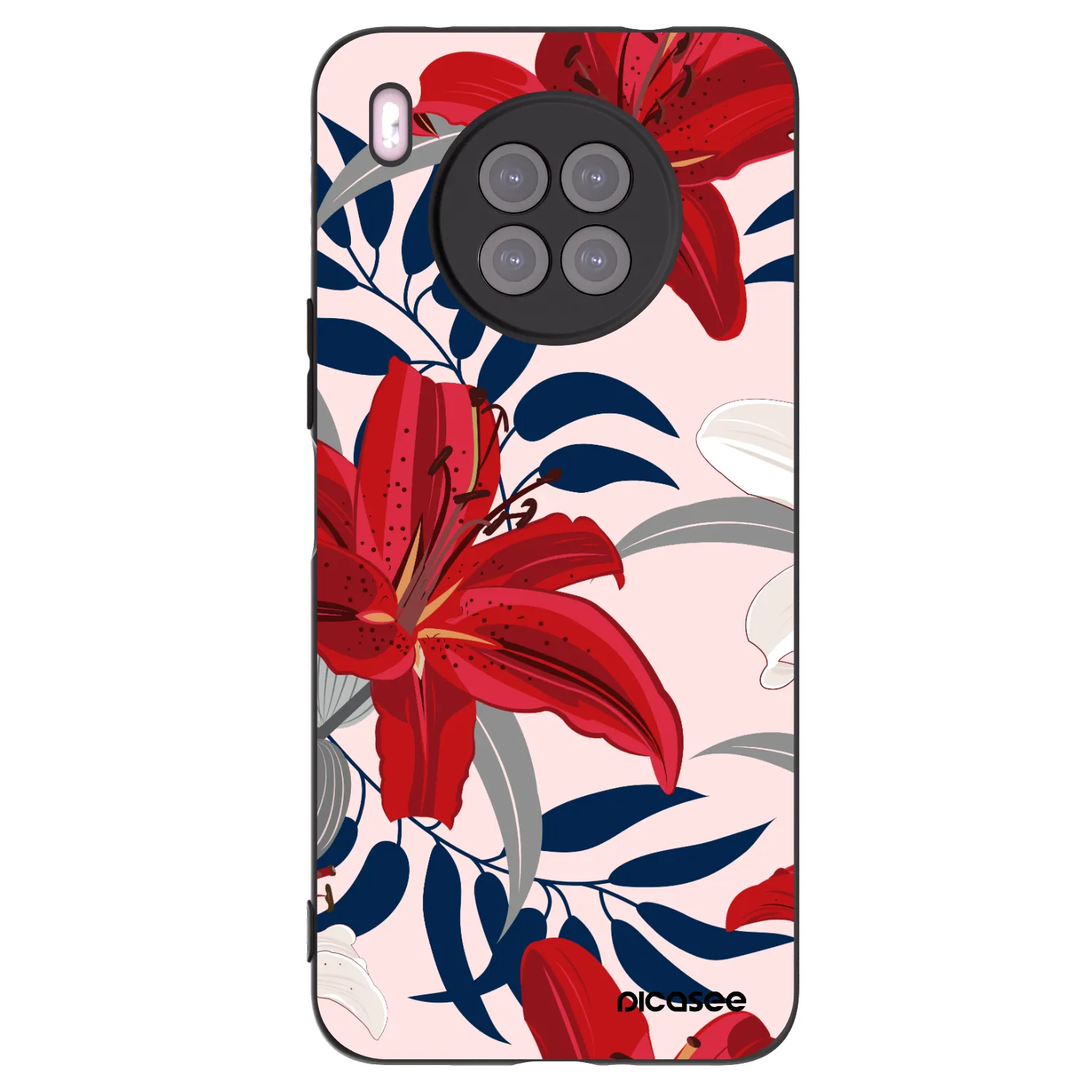 Picasee husă neagră din silicon pentru Huawei Nova 8i - Red Lily