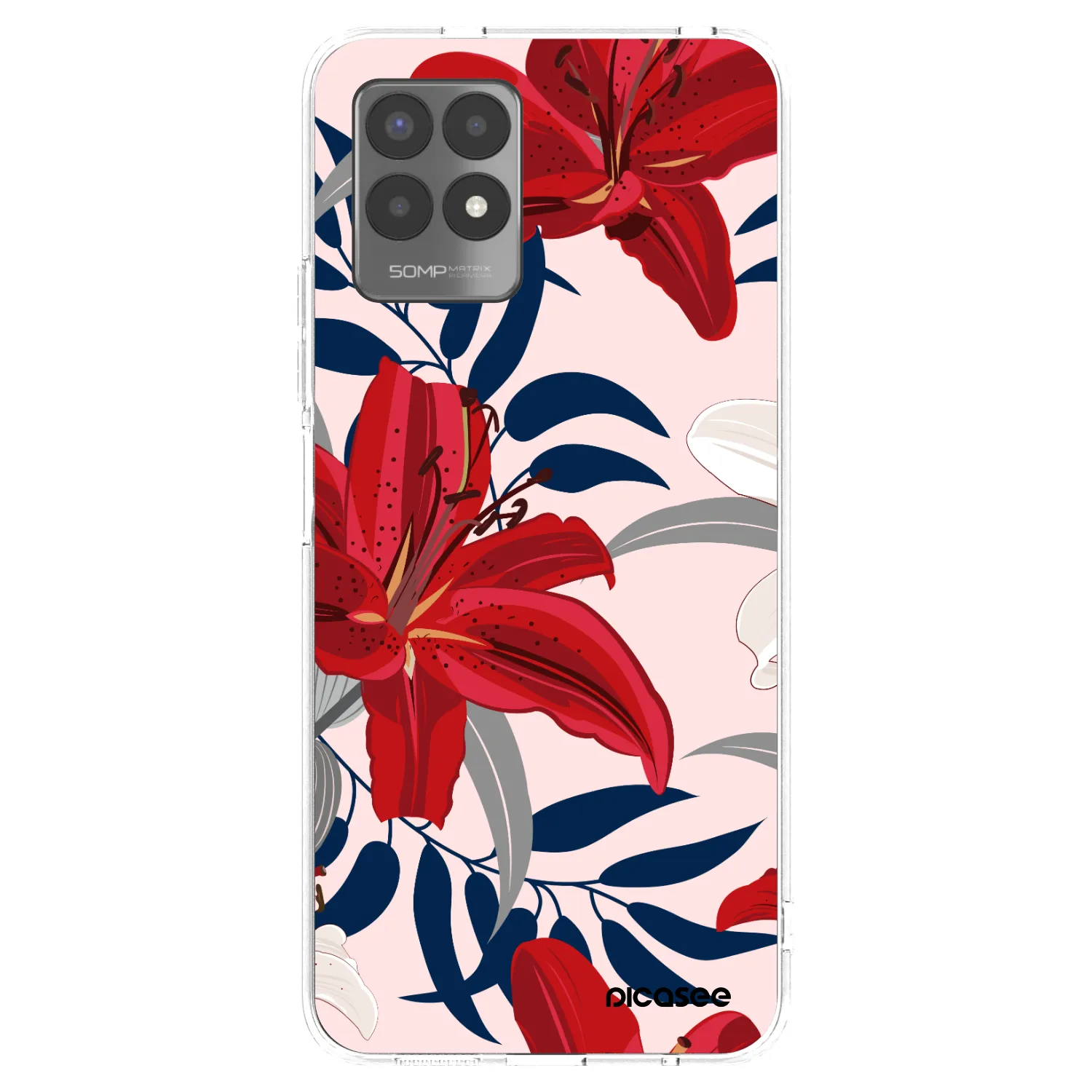 Picasee husă transparentă din silicon pentru Realme 8i - Red Lily