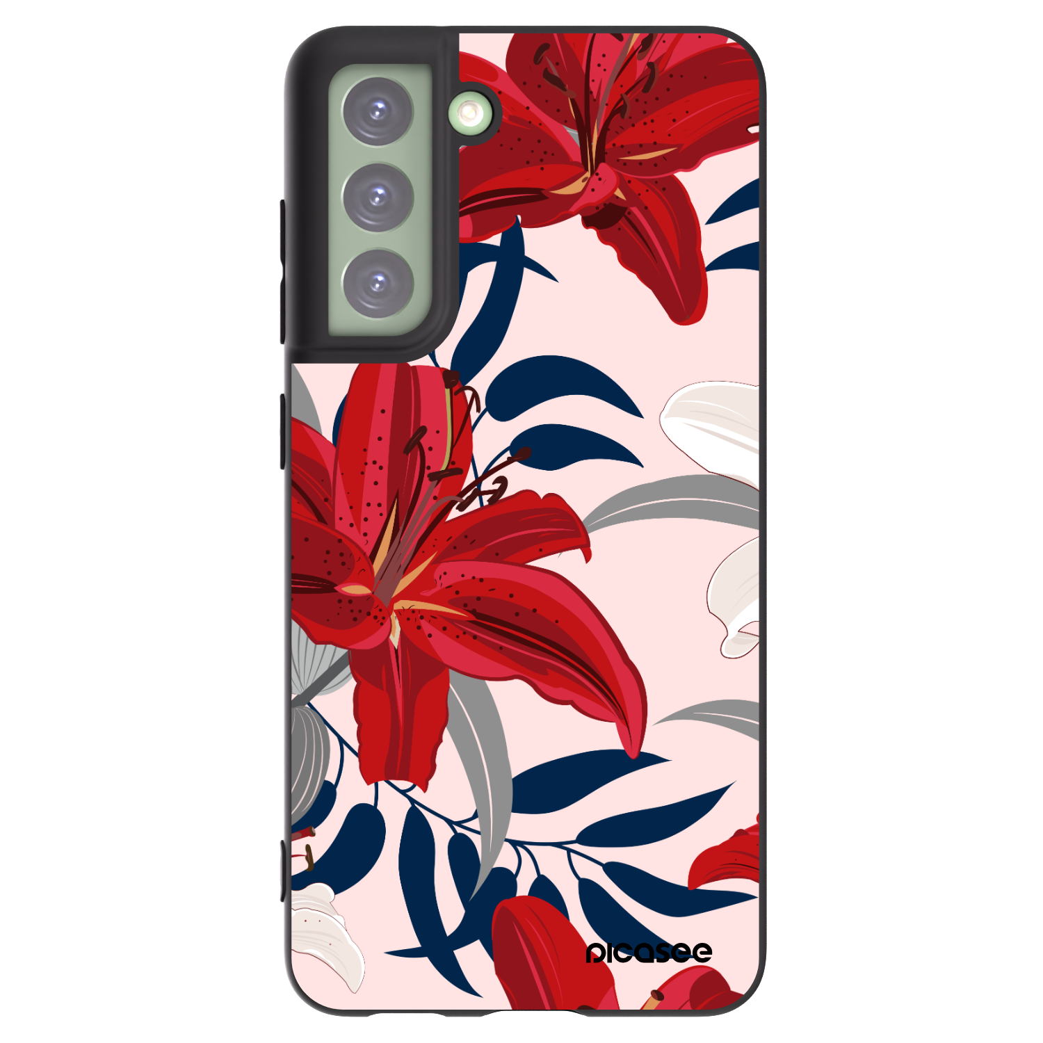 Picasee husă neagră din silicon pentru Samsung Galaxy S21 FE 5G - Red Lily