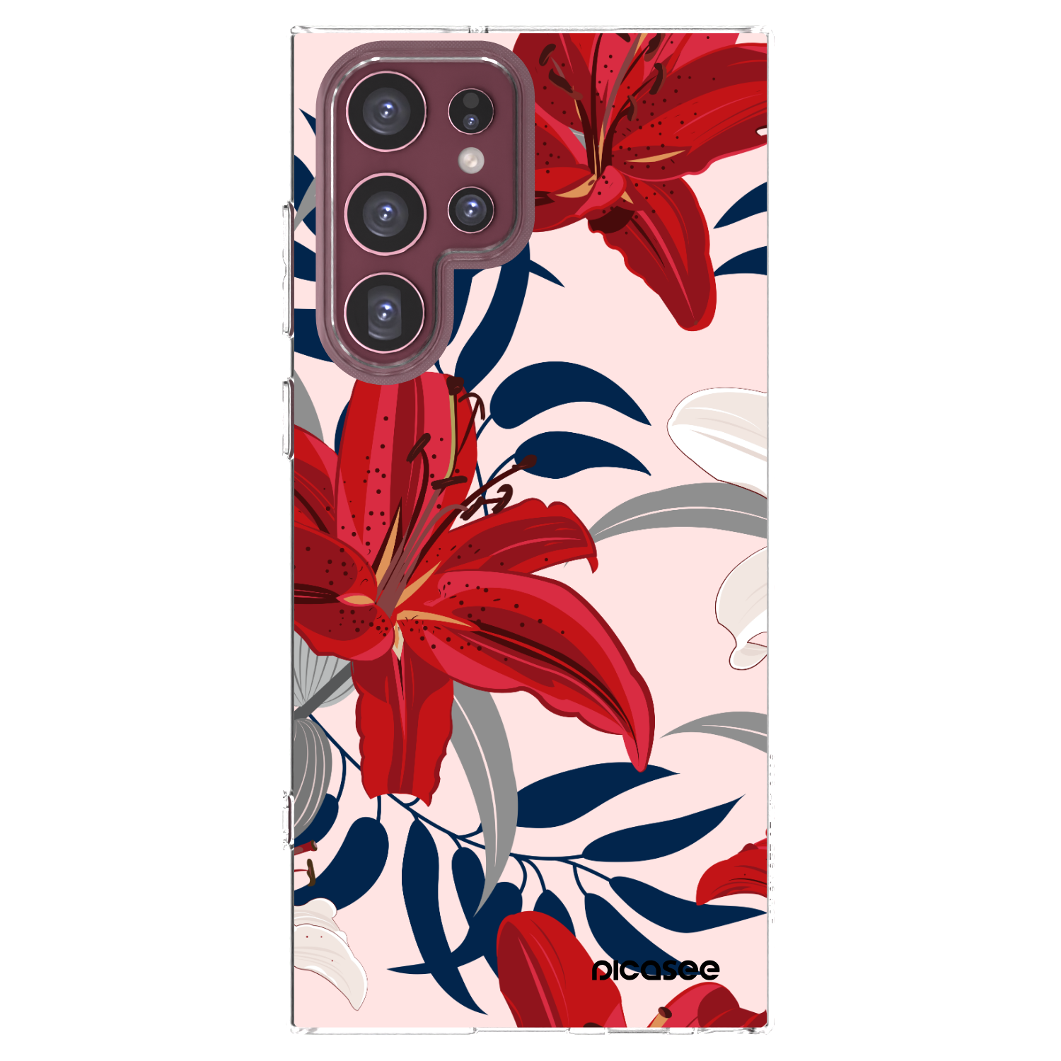 Picasee husă transparentă din silicon pentru Samsung Galaxy S22 Ultra 5G - Red Lily