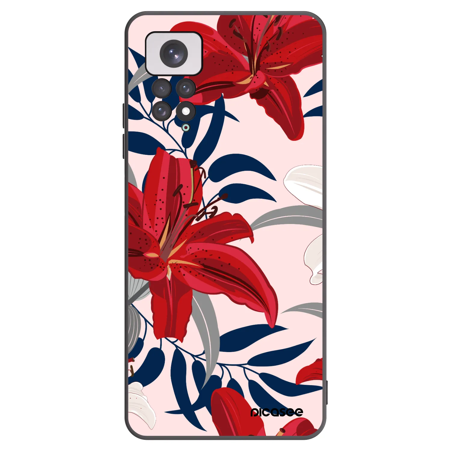 Picasee husă neagră din silicon pentru Xiaomi Redmi Note 11 - Red Lily