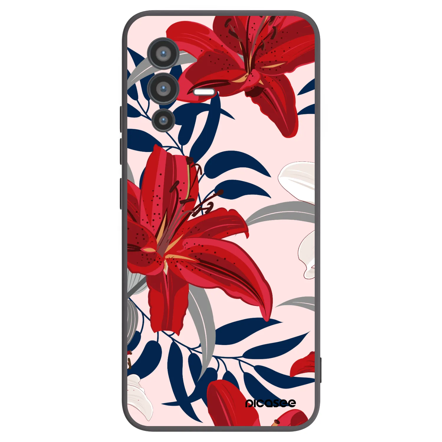 Picasee husă neagră din silicon pentru Vivo V23 5G - Red Lily