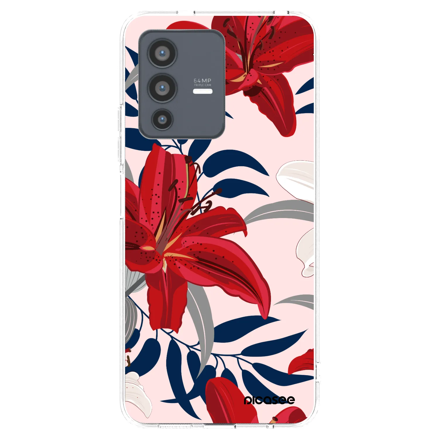 Picasee husă transparentă din silicon pentru Vivo V23 5G - Red Lily