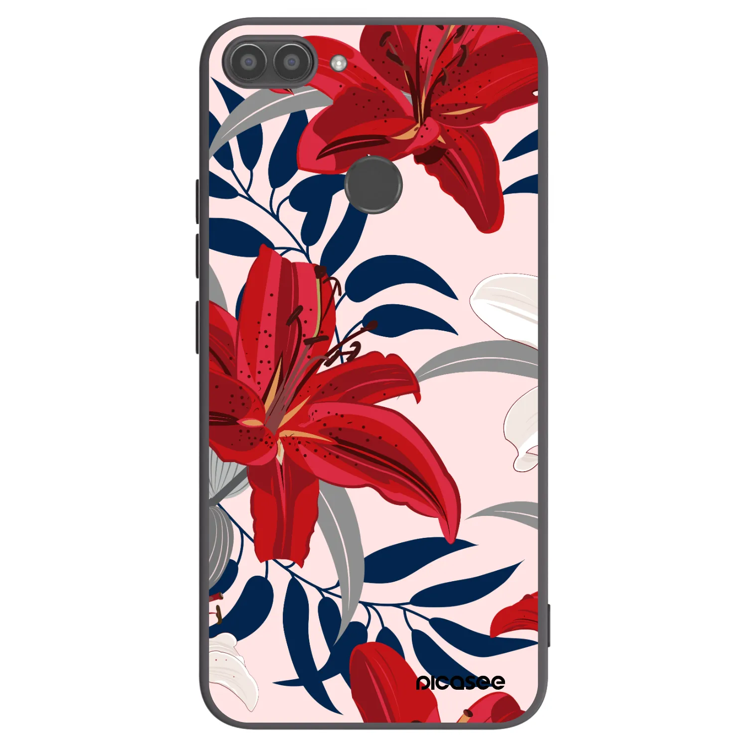 Picasee husă neagră din silicon pentru Huawei P Smart - Red Lily