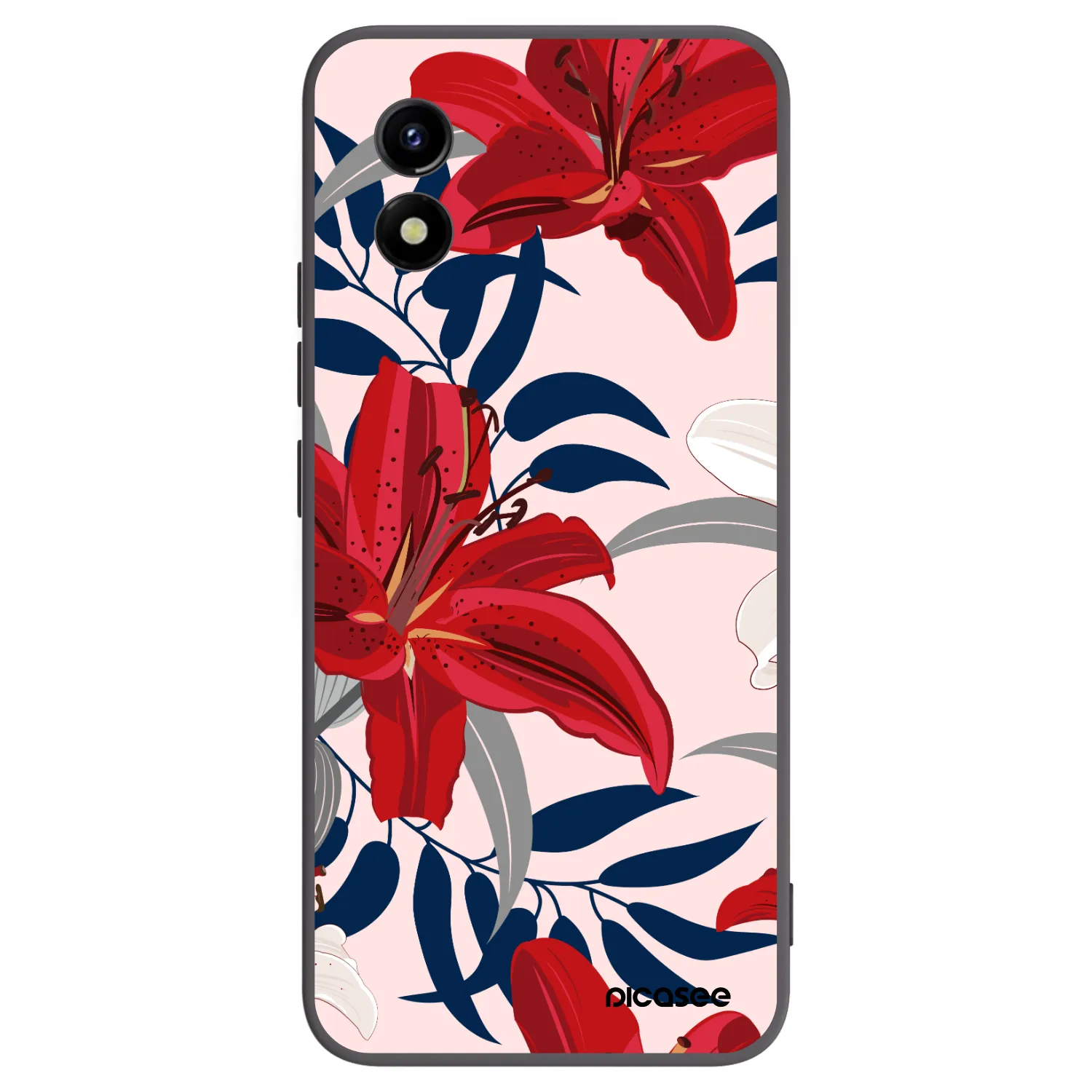 Picasee husă neagră din silicon pentru Vivo Y01 - Red Lily