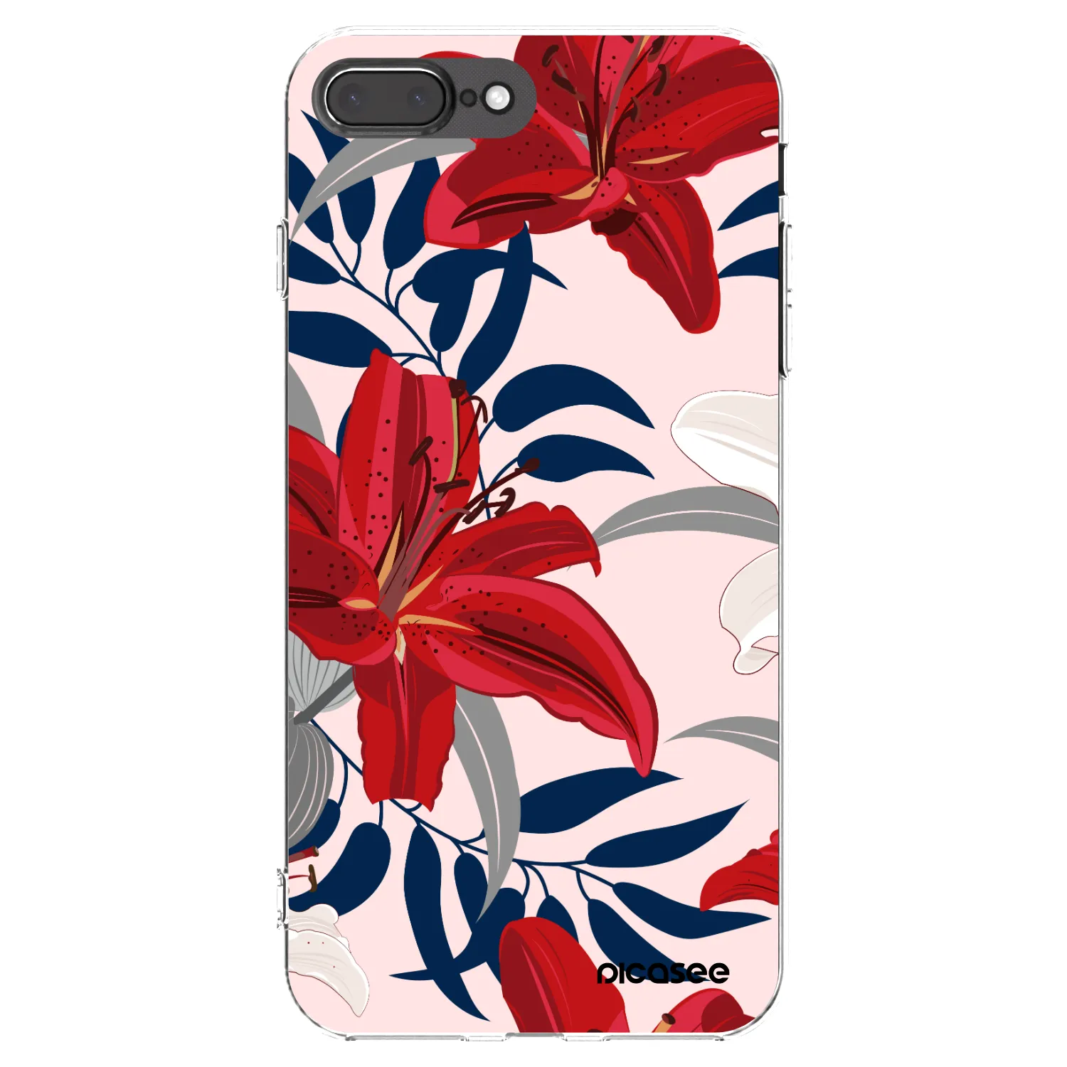 Picasee husă transparentă din silicon pentru Apple iPhone 8 Plus - Red Lily