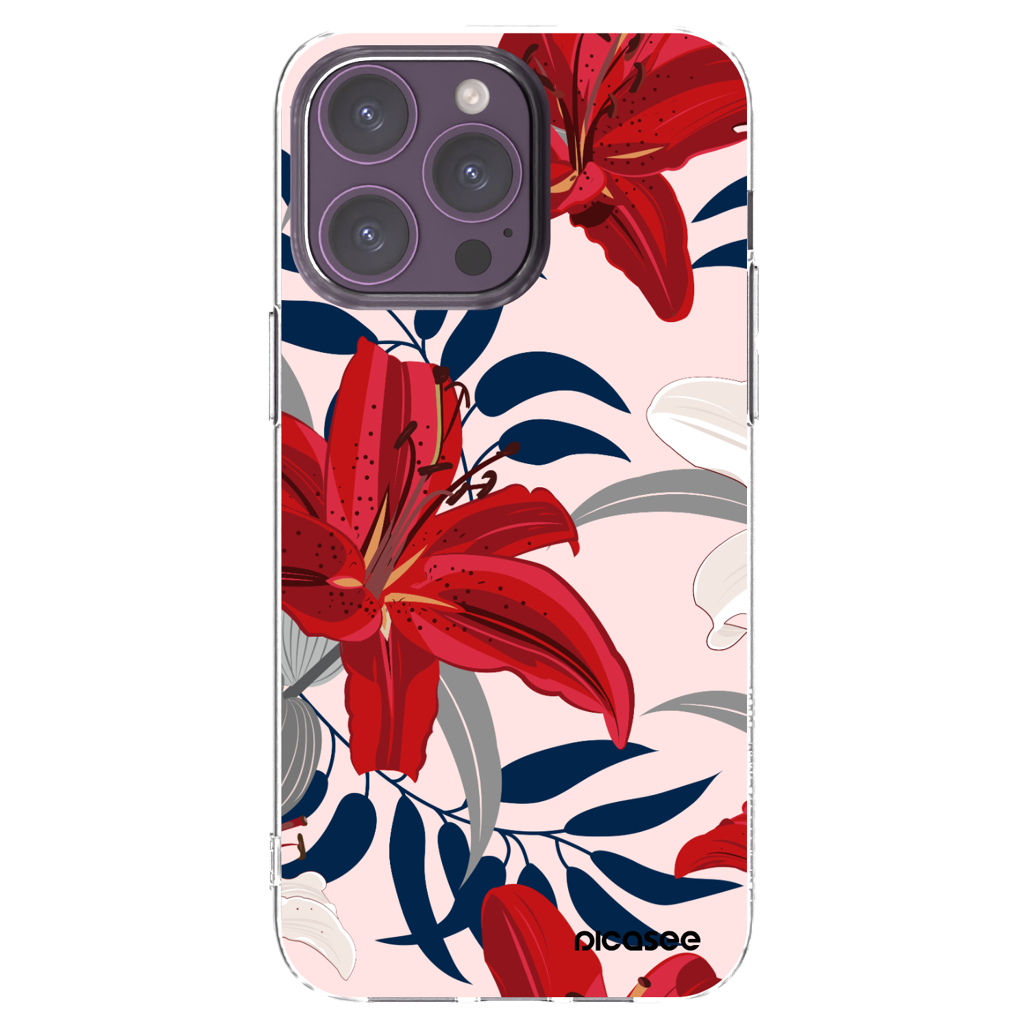 Picasee husă transparentă din silicon pentru Apple iPhone 14 Pro Max - Red Lily