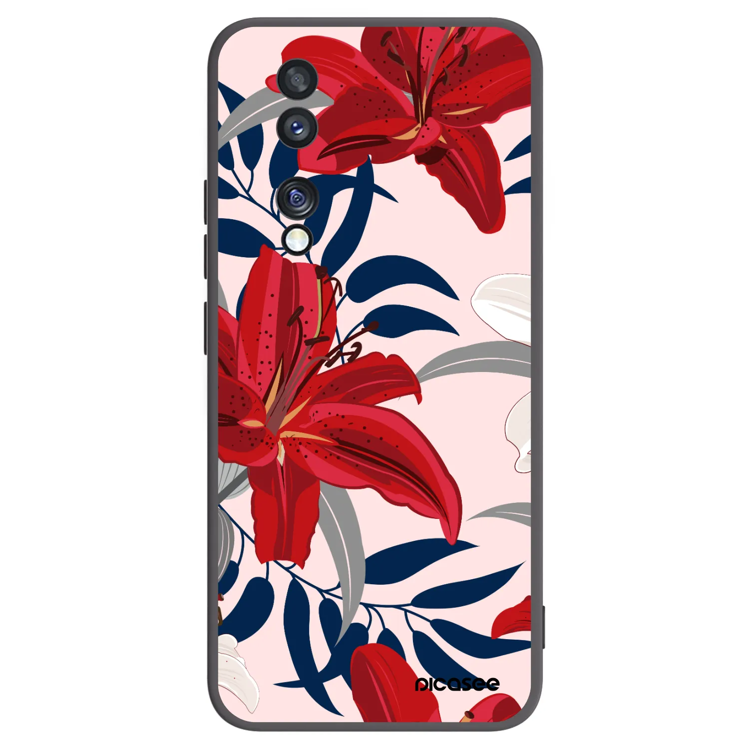 Picasee husă neagră din silicon pentru Honor 70 - Red Lily