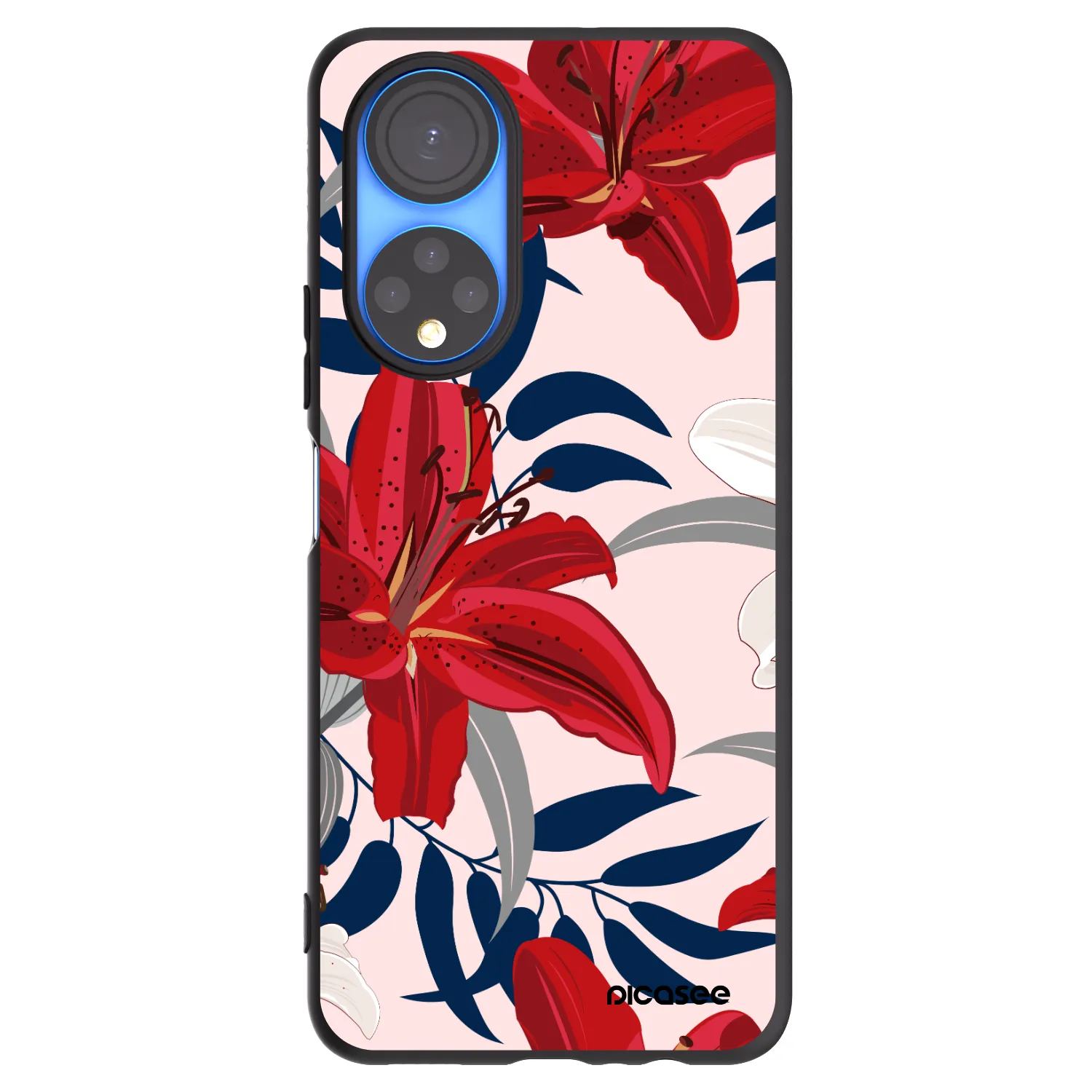 Picasee husă neagră din silicon pentru Honor X7 - Red Lily