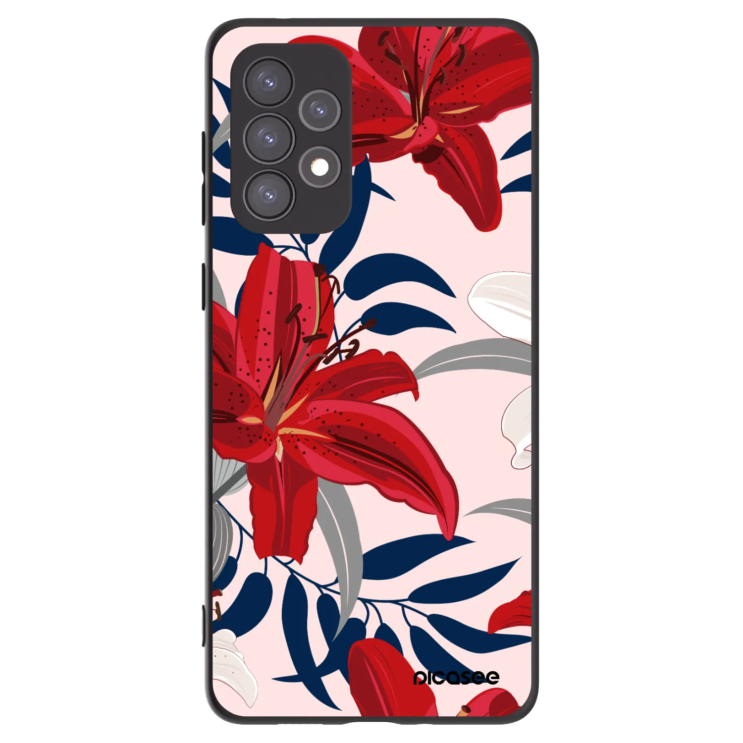 Picasee husă neagră din silicon pentru Samsung Galaxy A73 5G - Red Lily