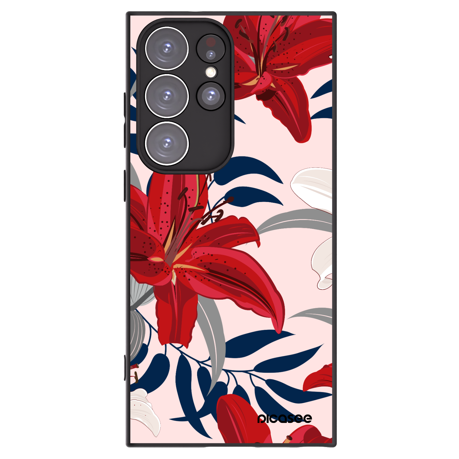 Picasee husă neagră din silicon pentru Samsung Galaxy S23 Ultra 5G - Red Lily