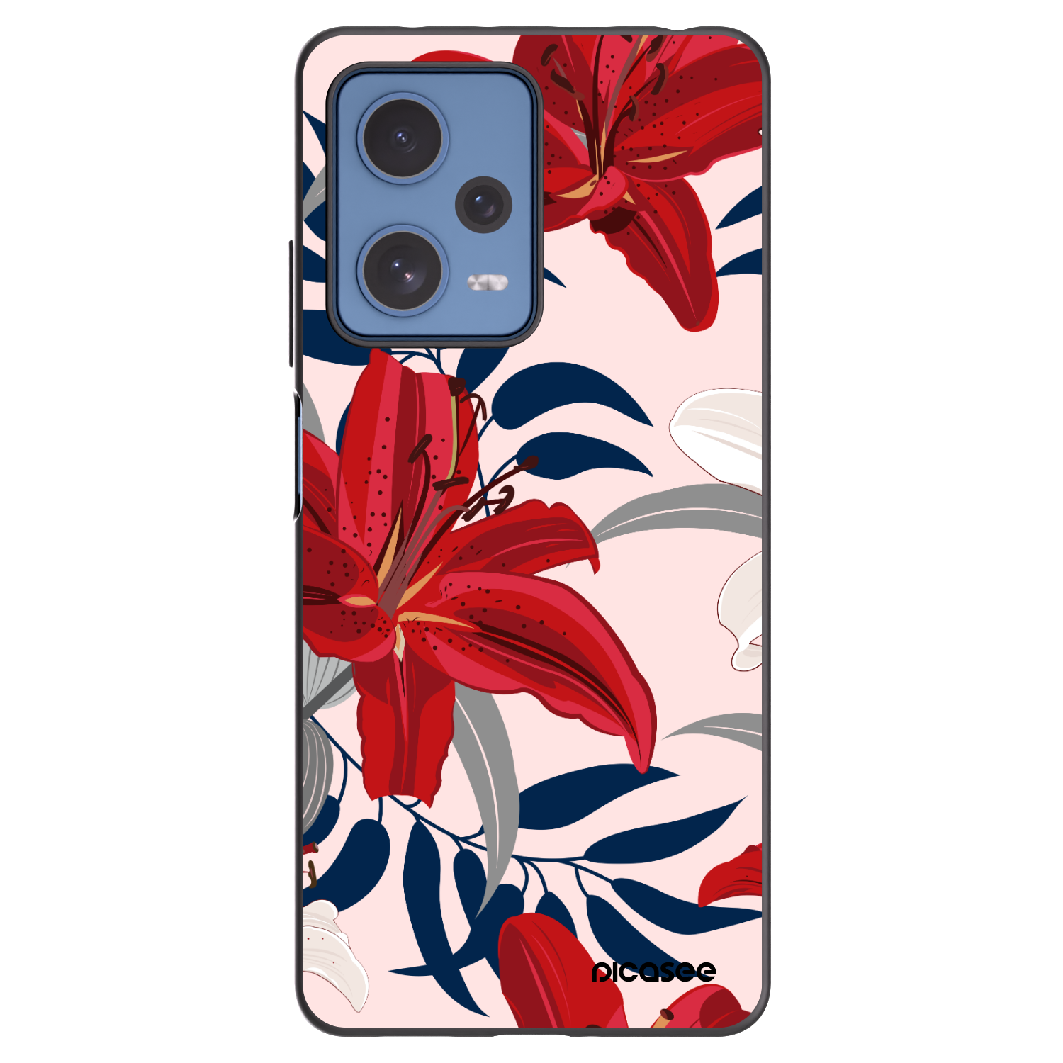 Picasee husă neagră din silicon pentru Xiaomi Redmi Note 12 Pro 5G - Red Lily