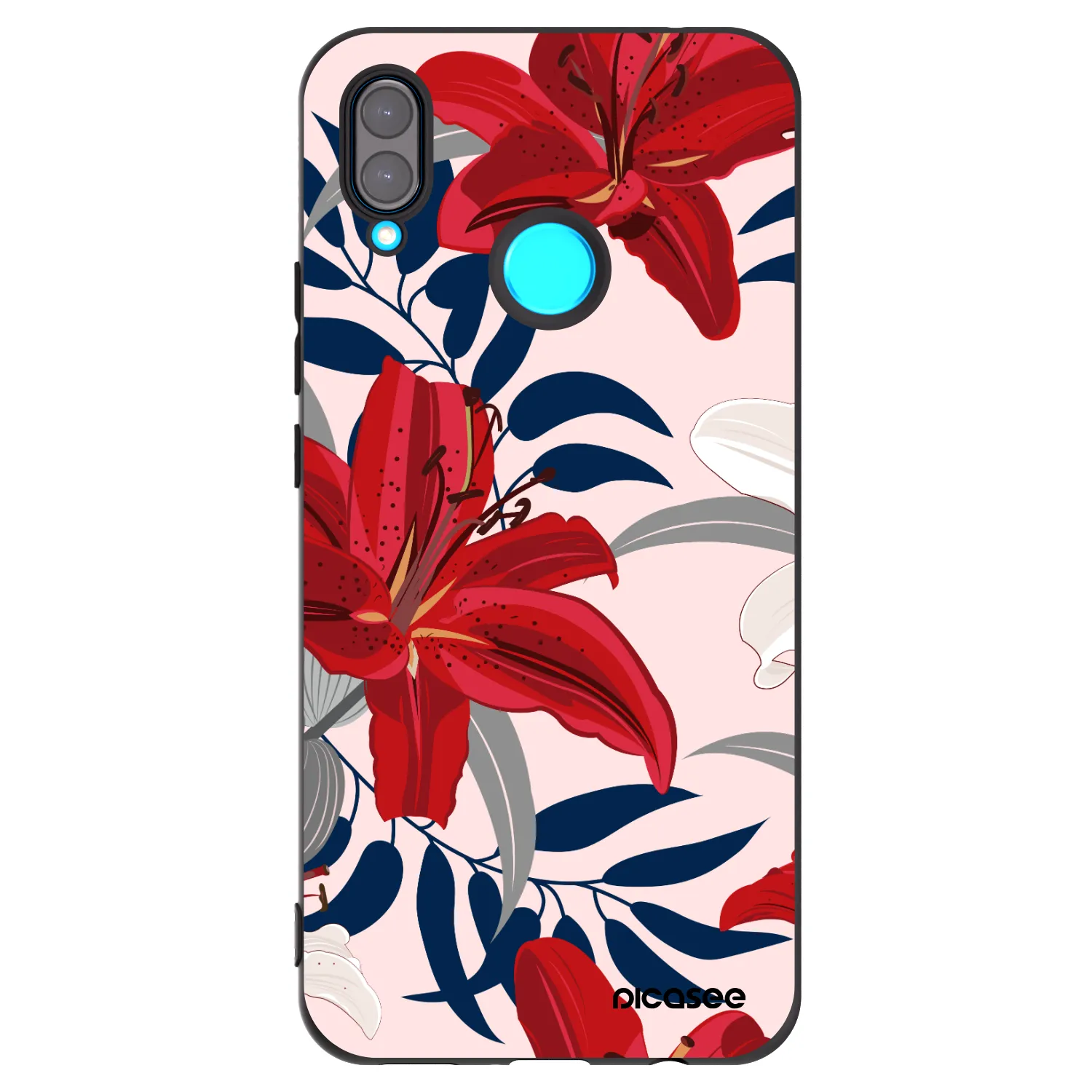 Picasee husă neagră din silicon pentru Huawei Nova 3i - Red Lily