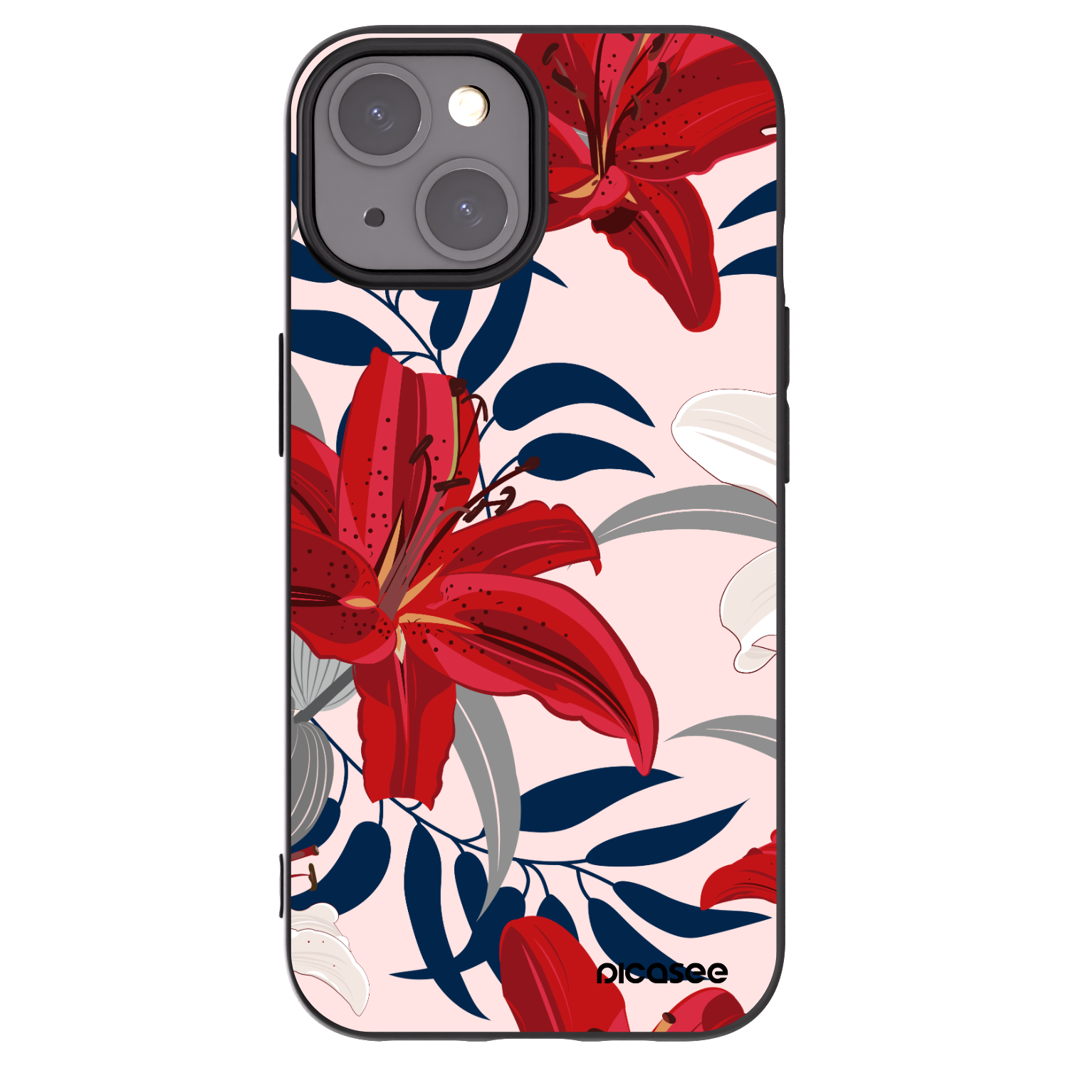 Picasee husă neagră din silicon pentru Apple iPhone 15 - Red Lily