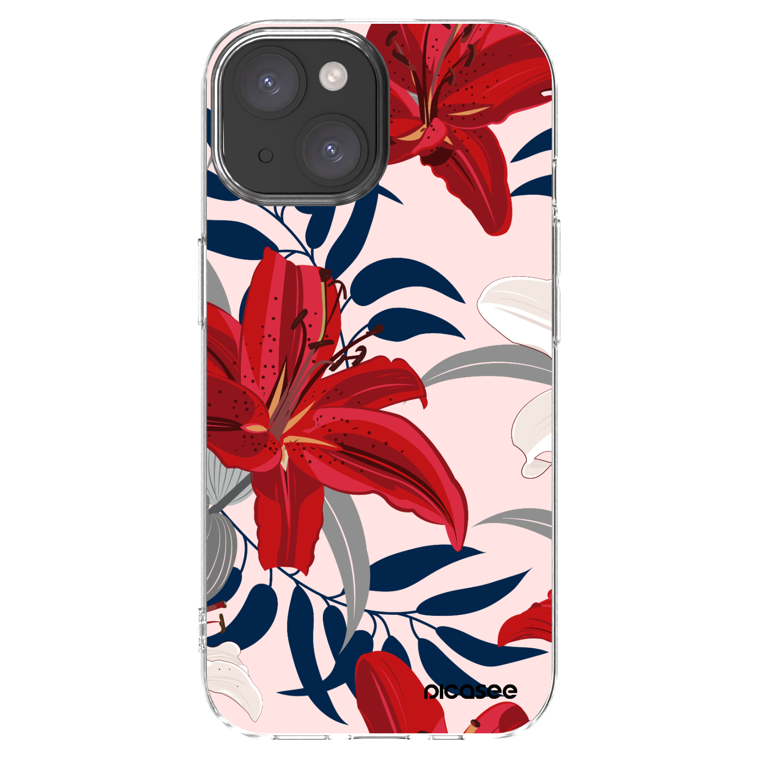Picasee husă transparentă din silicon pentru Apple iPhone 15 - Red Lily