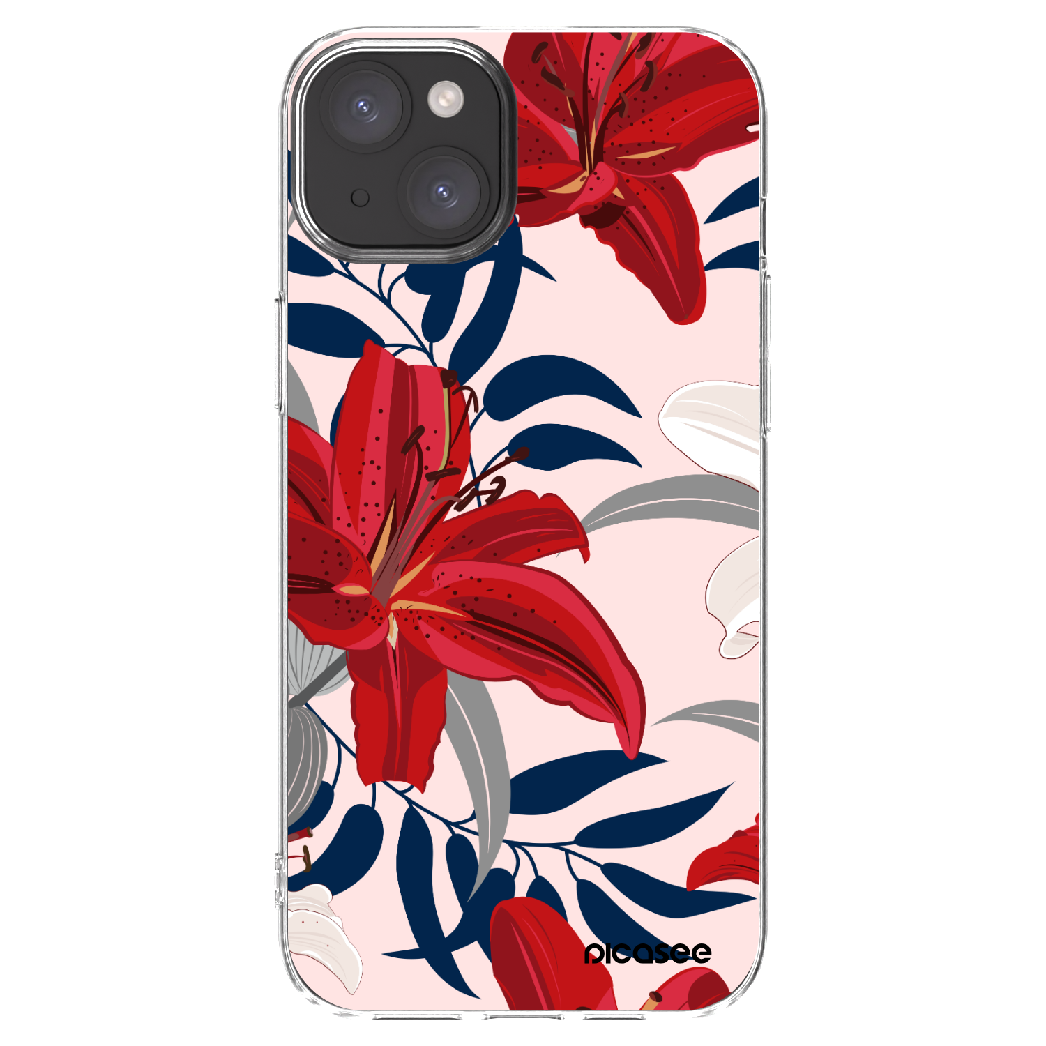 Picasee husă transparentă din silicon pentru Apple iPhone 15 Plus - Red Lily