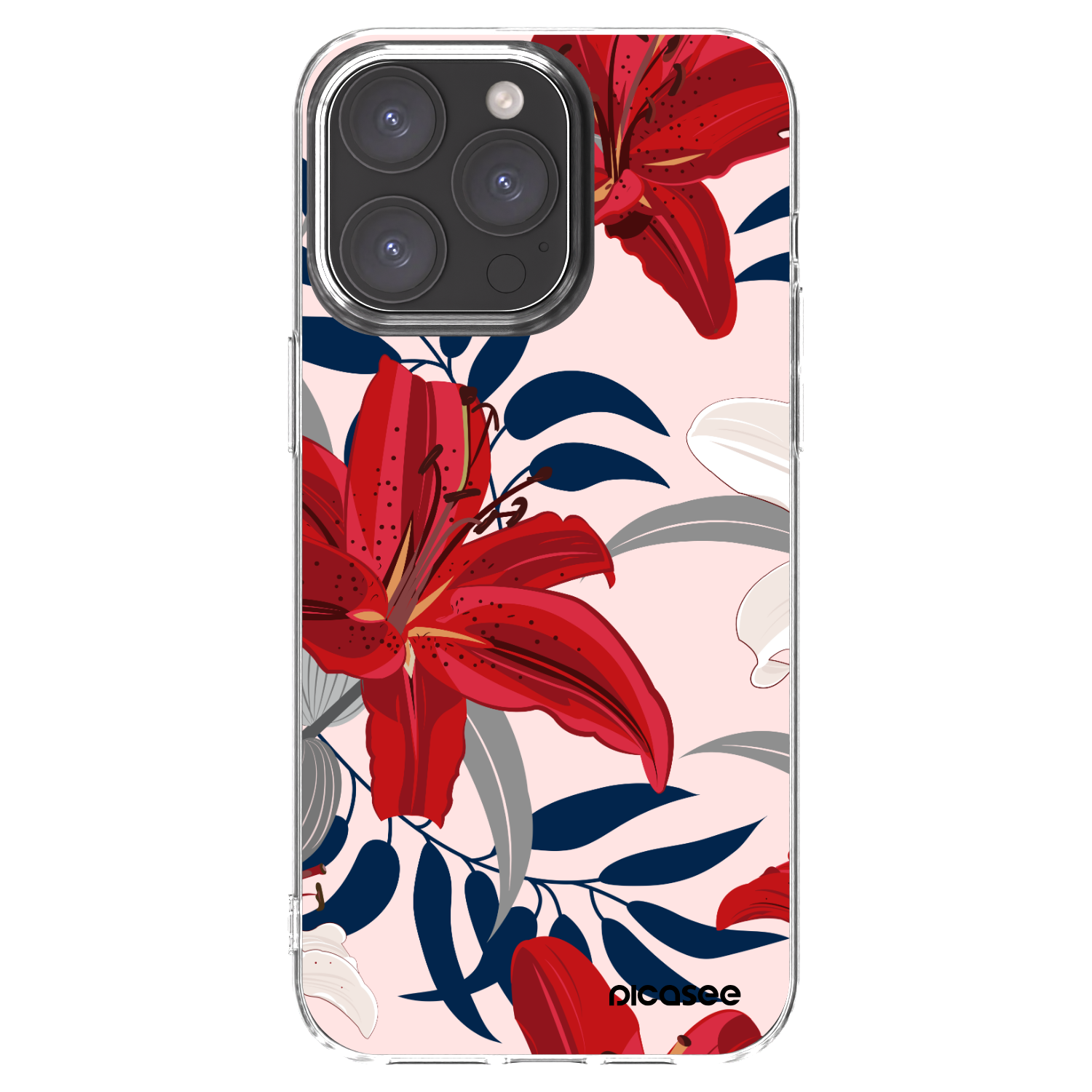 Picasee husă transparentă din silicon pentru Apple iPhone 15 Pro Max - Red Lily