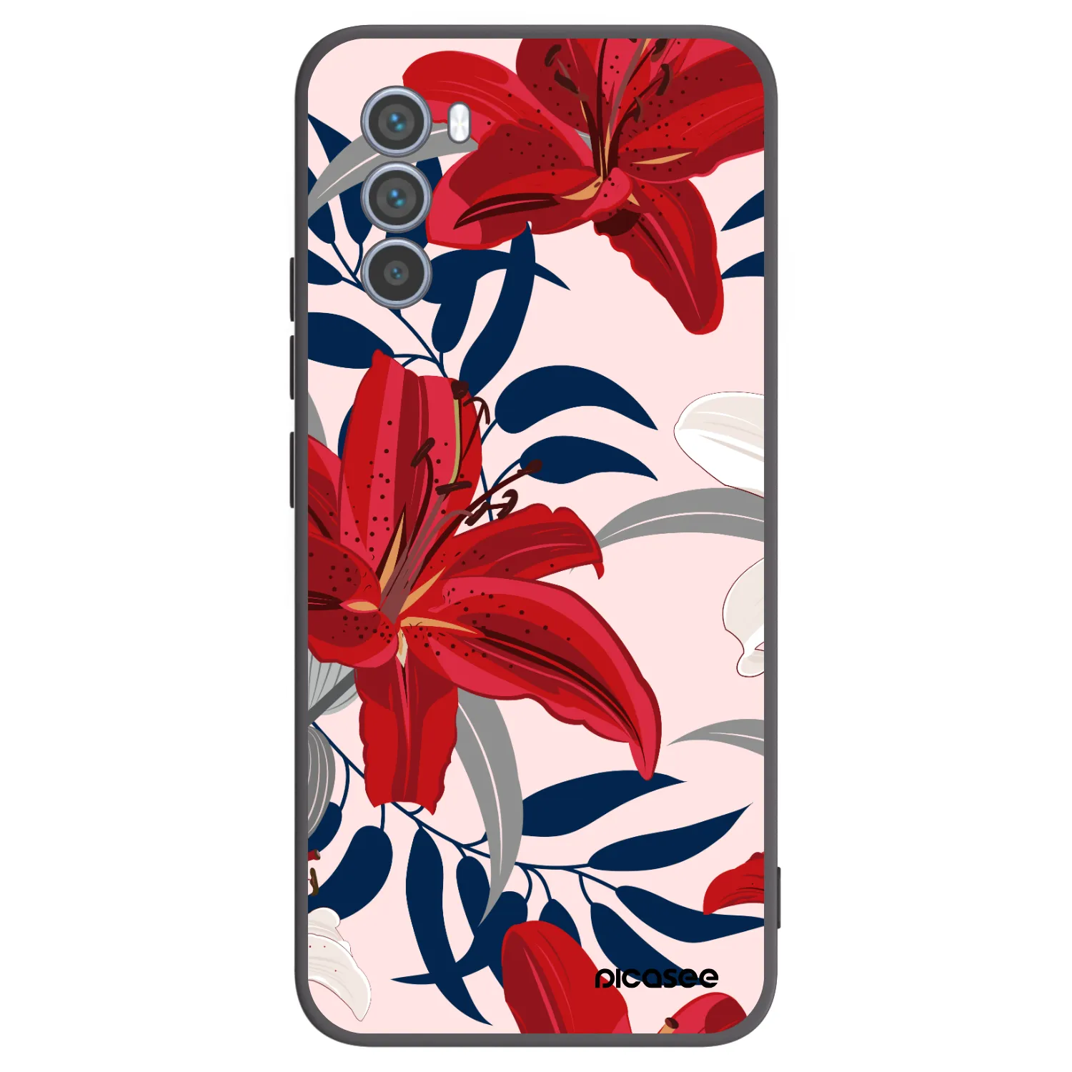 Picasee husă neagră din silicon pentru Motorola Moto G62 - Red Lily
