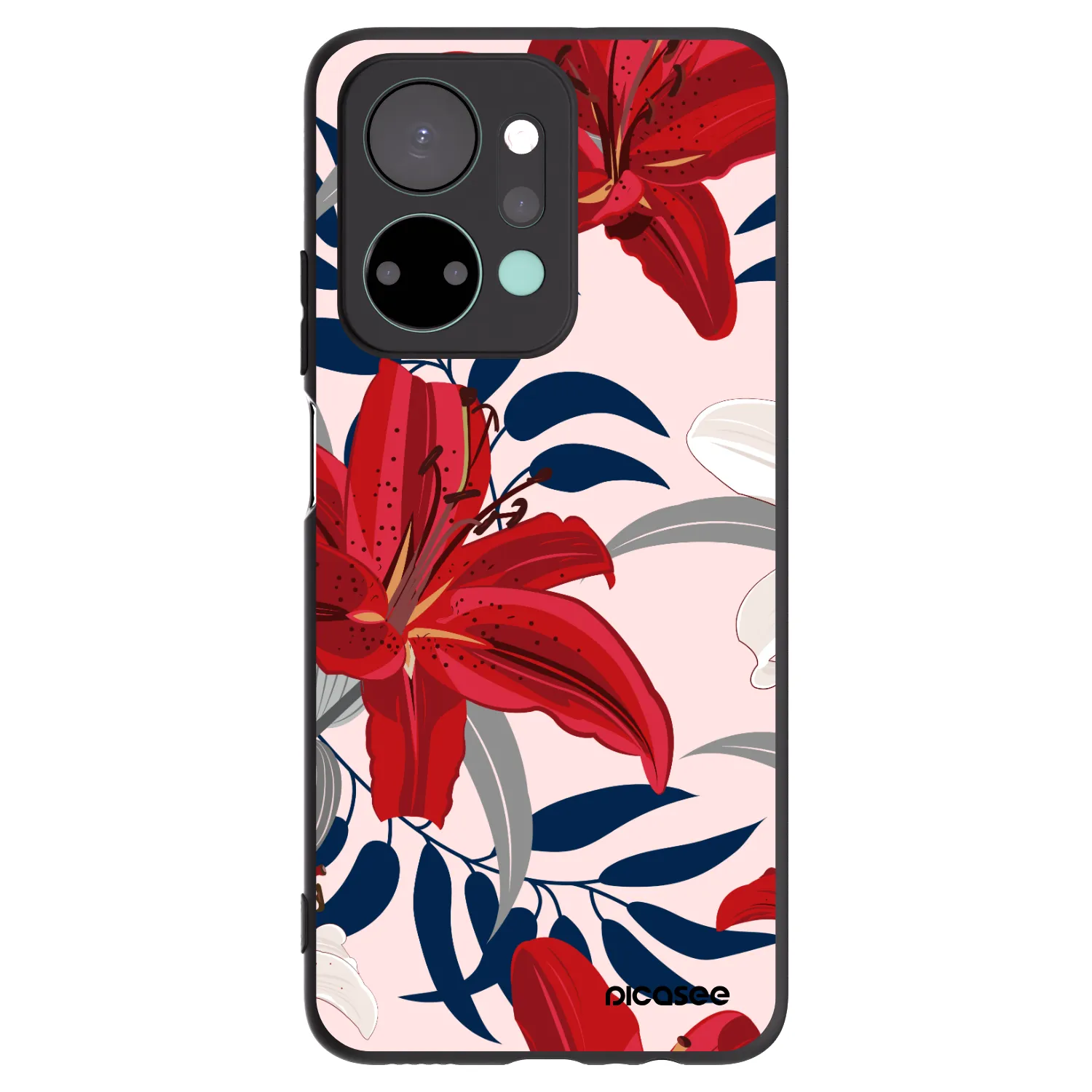 Picasee husă neagră din silicon pentru Honor X7a - Red Lily