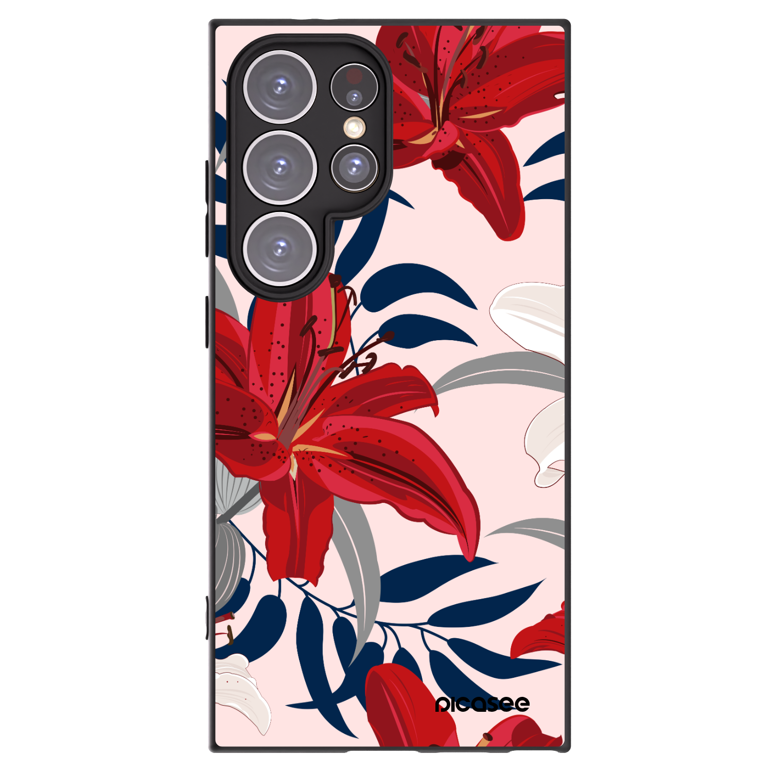 Picasee husă neagră din silicon pentru Samsung Galaxy S24 Ultra S928B 5G - Red Lily