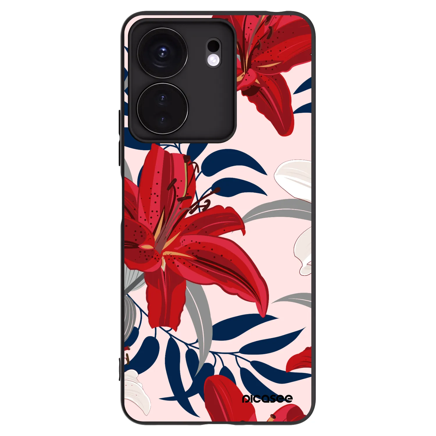 Picasee husă neagră din silicon pentru Xiaomi Redmi 13C 4G - Red Lily