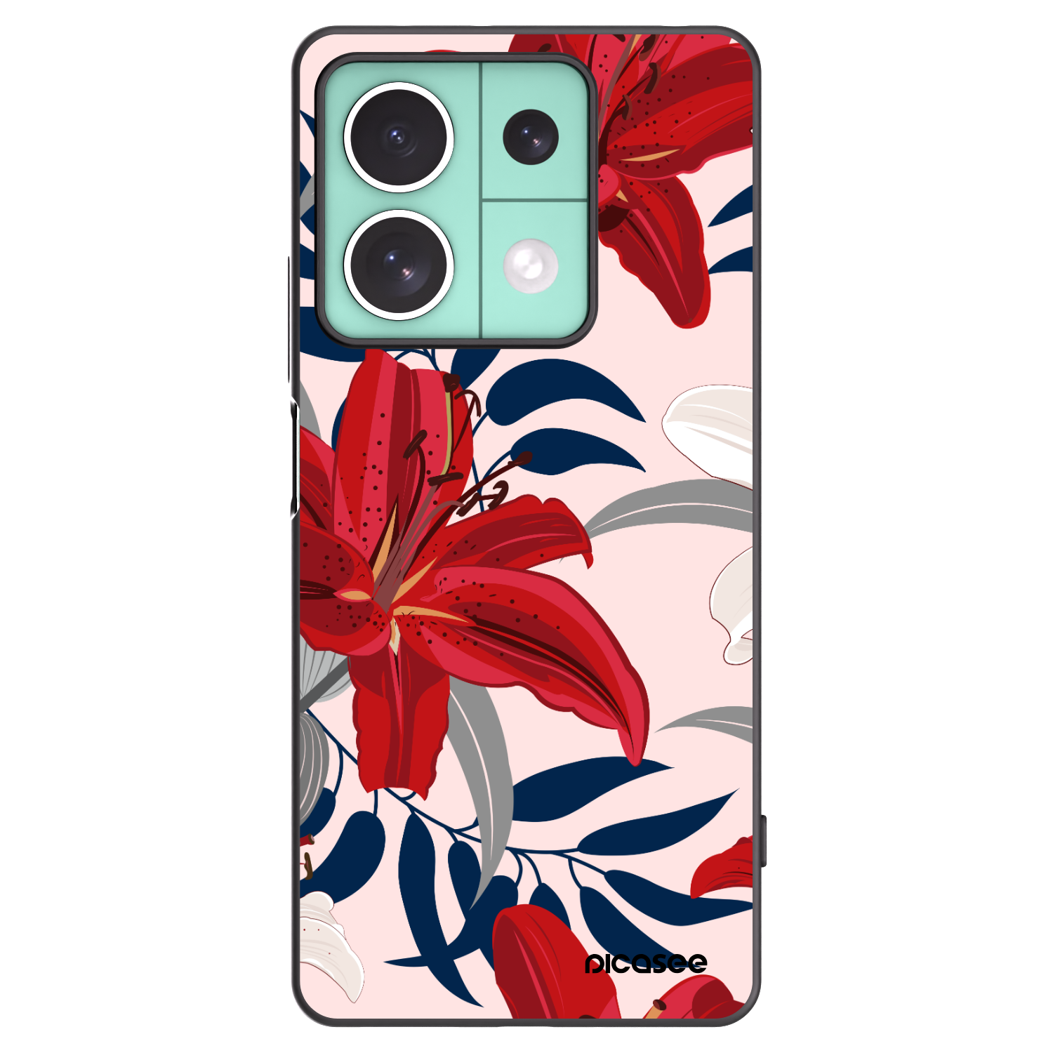 Picasee husă neagră din silicon pentru Xiaomi Redmi Note 13 5G - Red Lily
