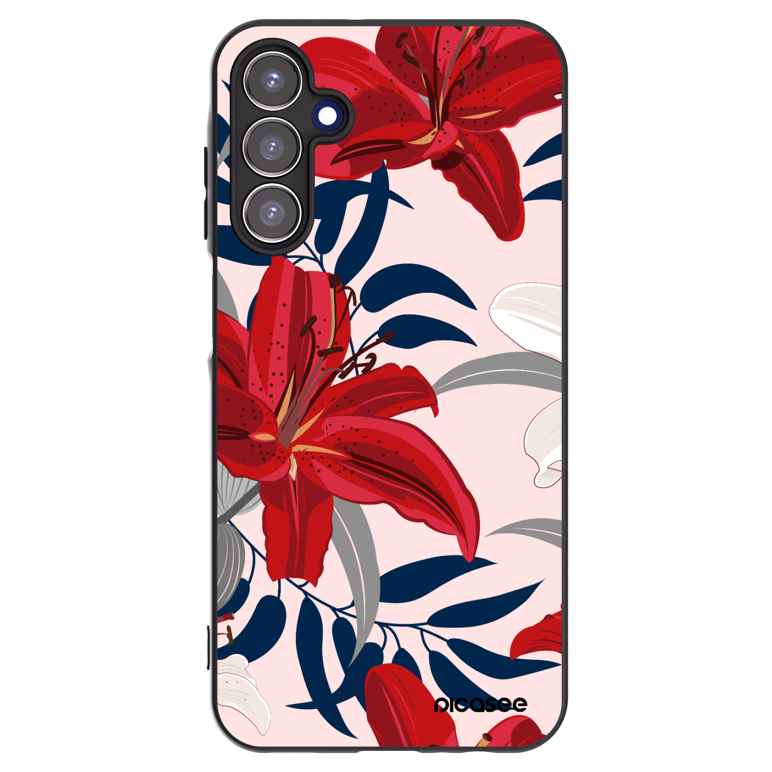 Picasee husă neagră din silicon pentru Samsung Galaxy A15 A156B 5G - Red Lily