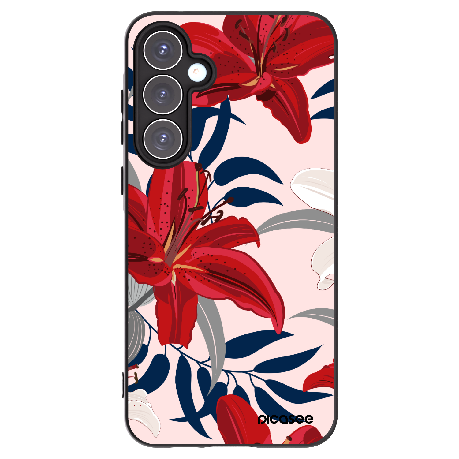 Picasee husă neagră din silicon pentru Samsung Galaxy A55 5G A556B - Red Lily
