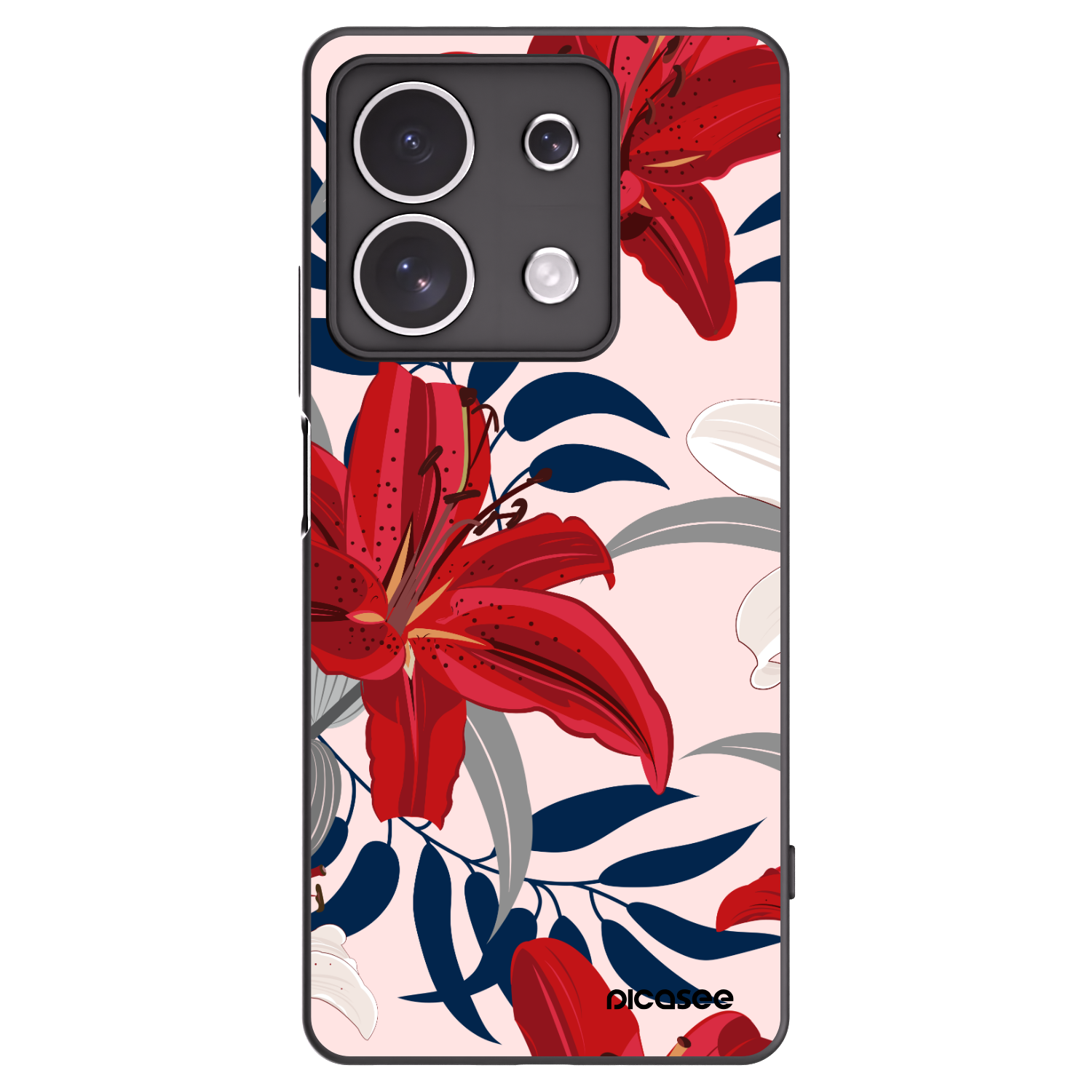 Picasee husă neagră din silicon pentru Xiaomi Redmi Note 13 4G - Red Lily