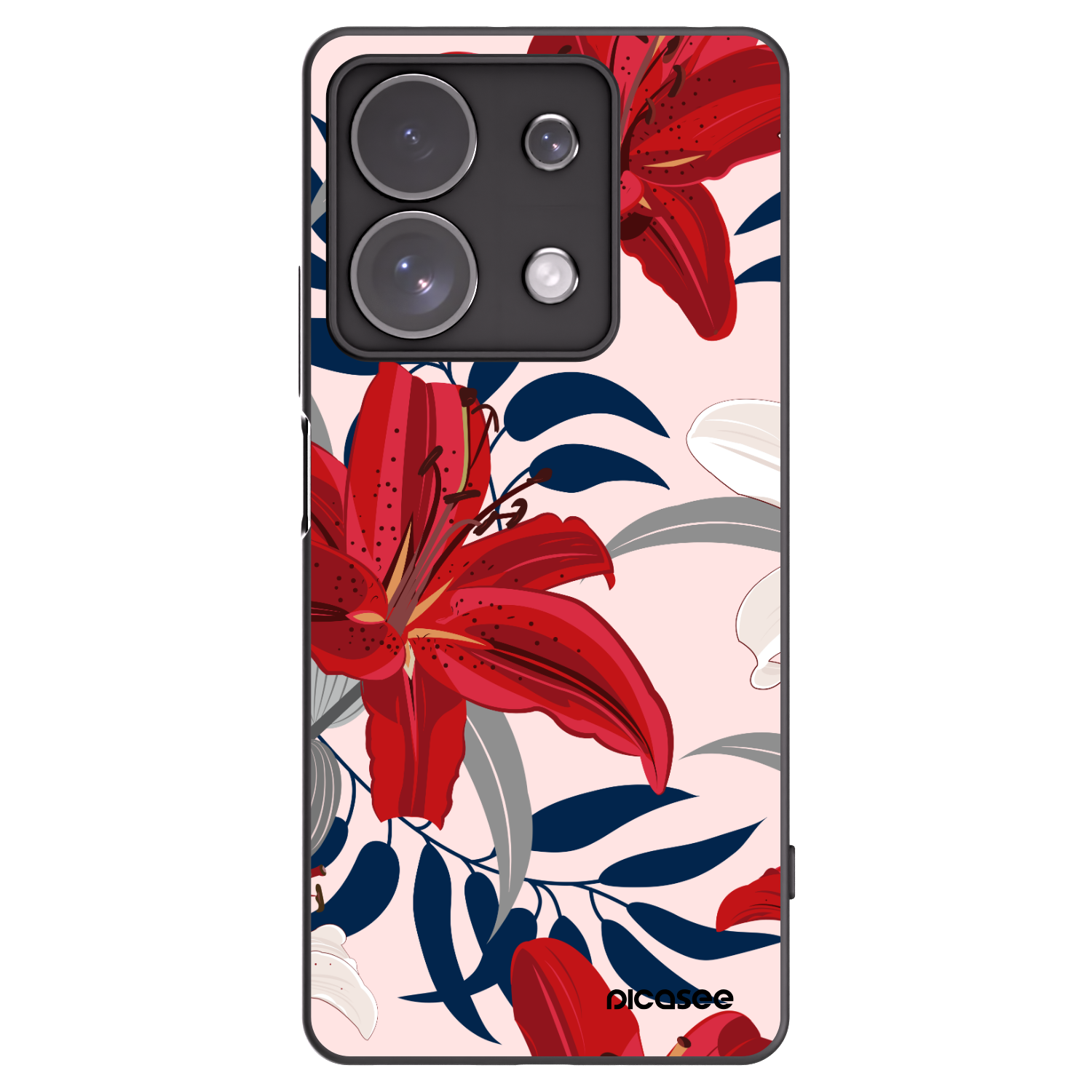 Picasee husă neagră din silicon pentru Xiaomi Redmi Note 13 Pro 4G - Red Lily