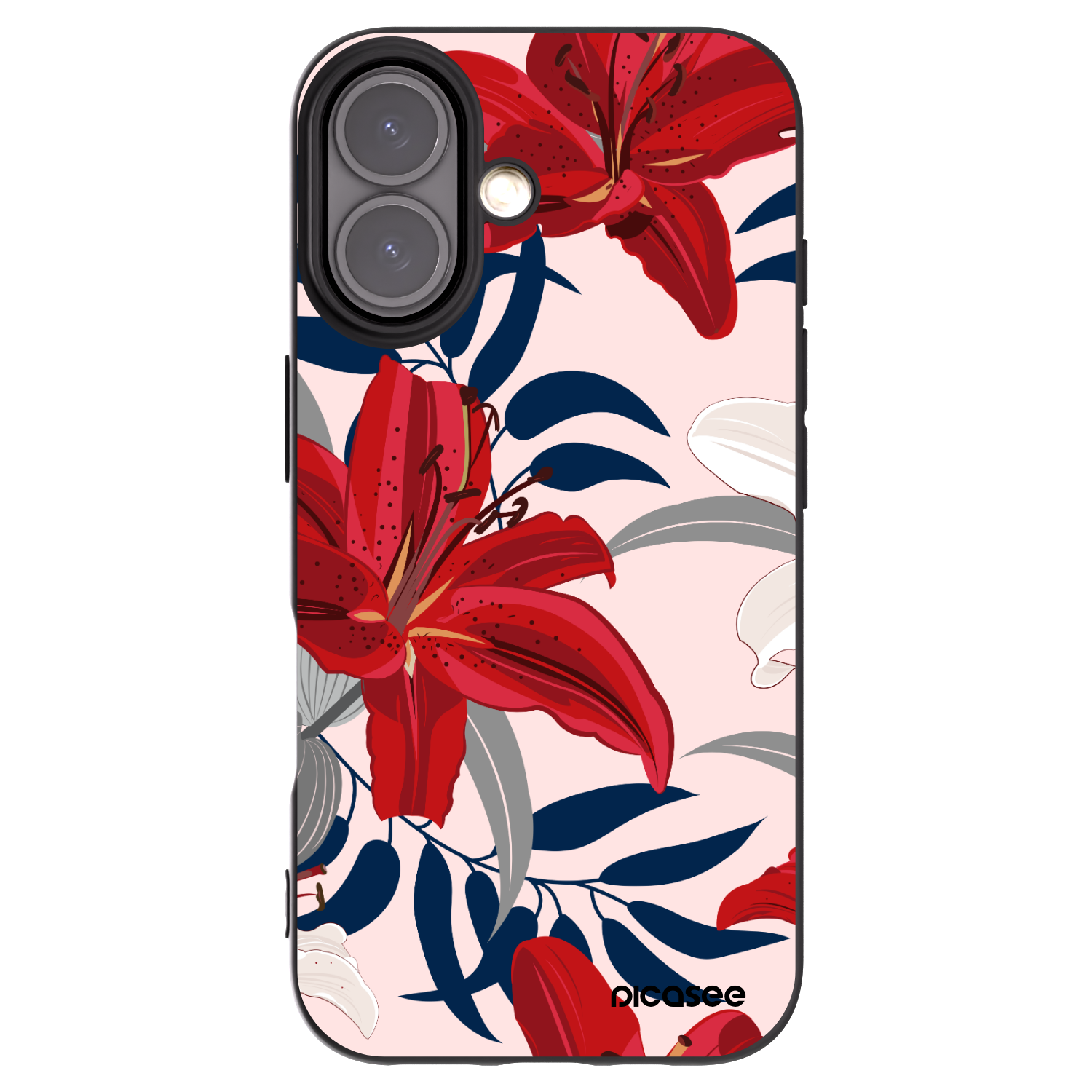 Picasee husă neagră din silicon pentru Apple iPhone 16 - Red Lily