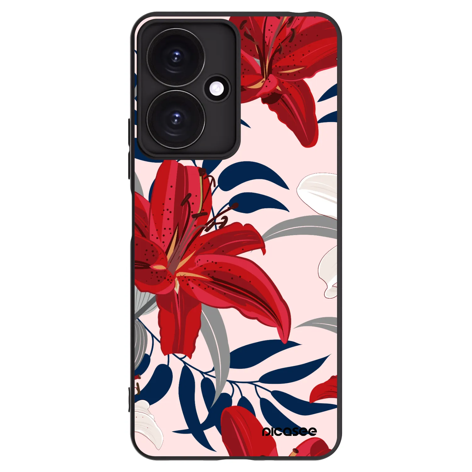 Picasee husă neagră din silicon pentru Xiaomi Redmi 13C 5G - Red Lily