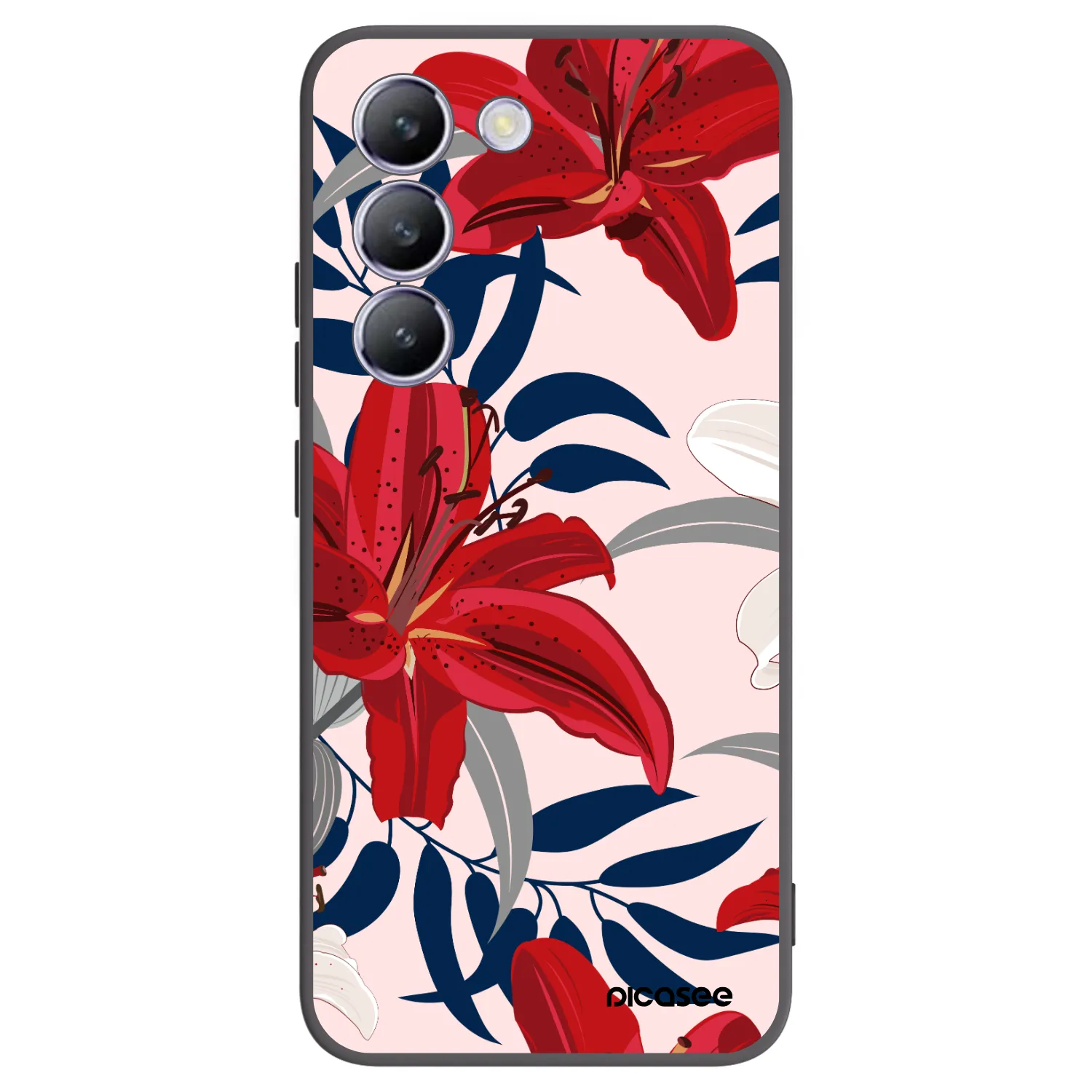 Picasee husă neagră din silicon pentru Vivo V40 SE 5G - Red Lily