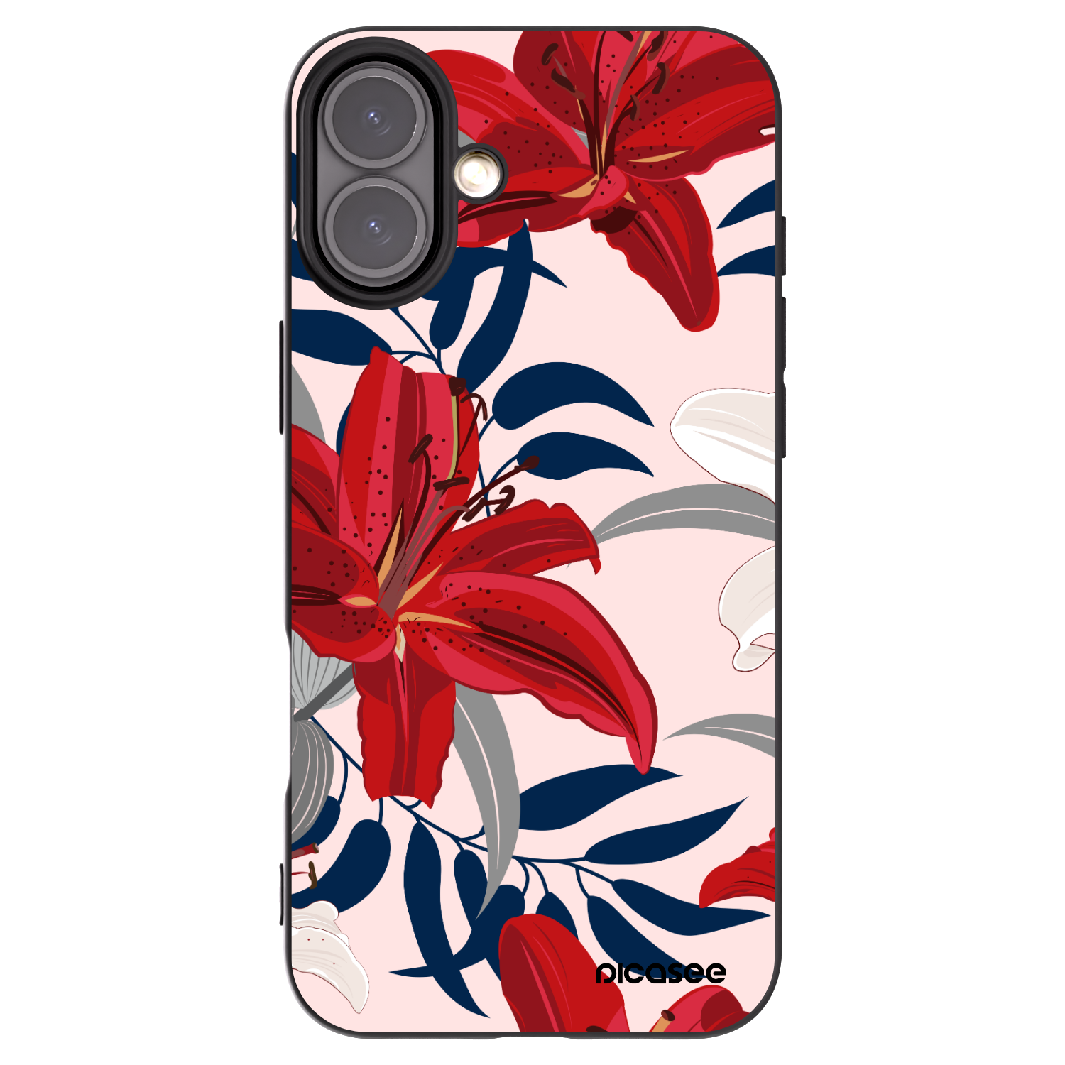 Picasee husă neagră din silicon pentru Apple iPhone 16 Plus - Red Lily