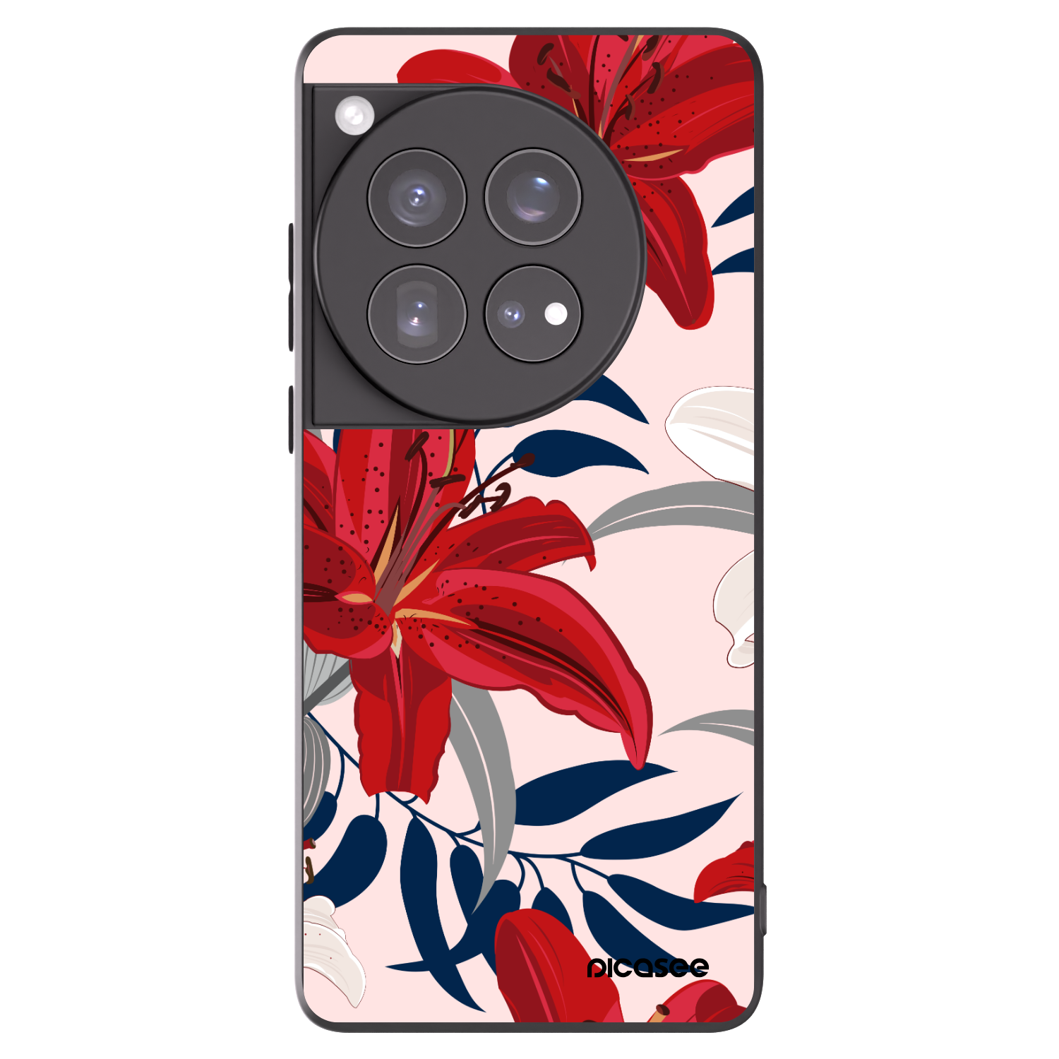 Picasee husă neagră din silicon pentru OnePlus 12 5G - Red Lily