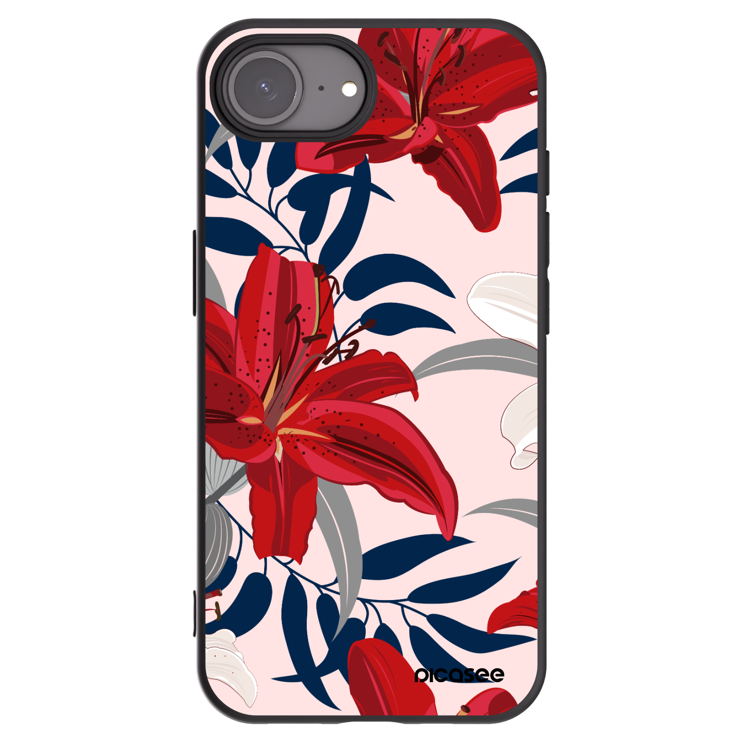 Picasee husă neagră din silicon pentru Apple iPhone 16e - Red Lily