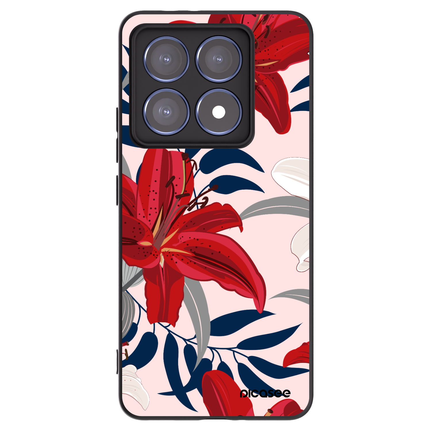 Picasee husă neagră din silicon pentru Xiaomi 14T Pro - Red Lily