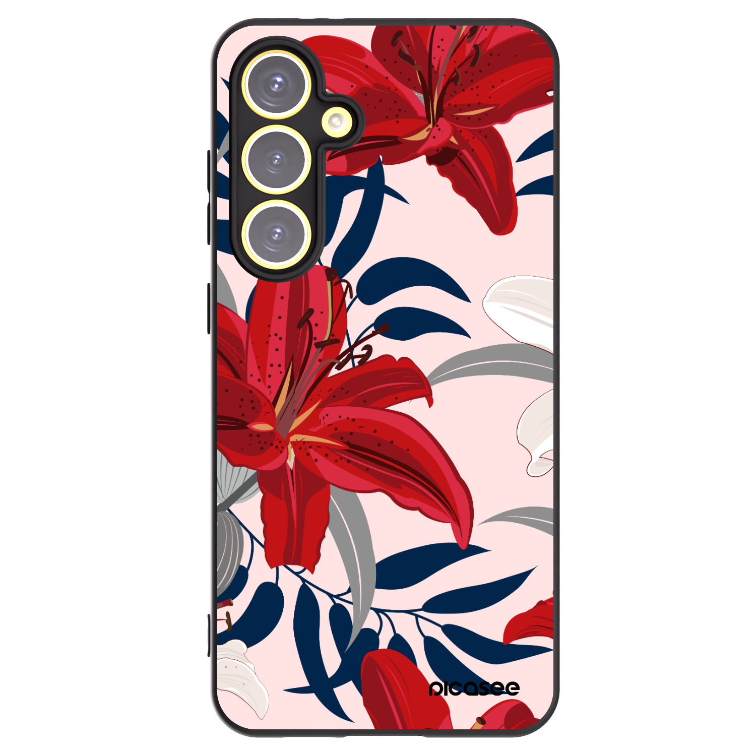 Picasee husă neagră din silicon pentru Samsung Galaxy S24 FE S721B - Red Lily