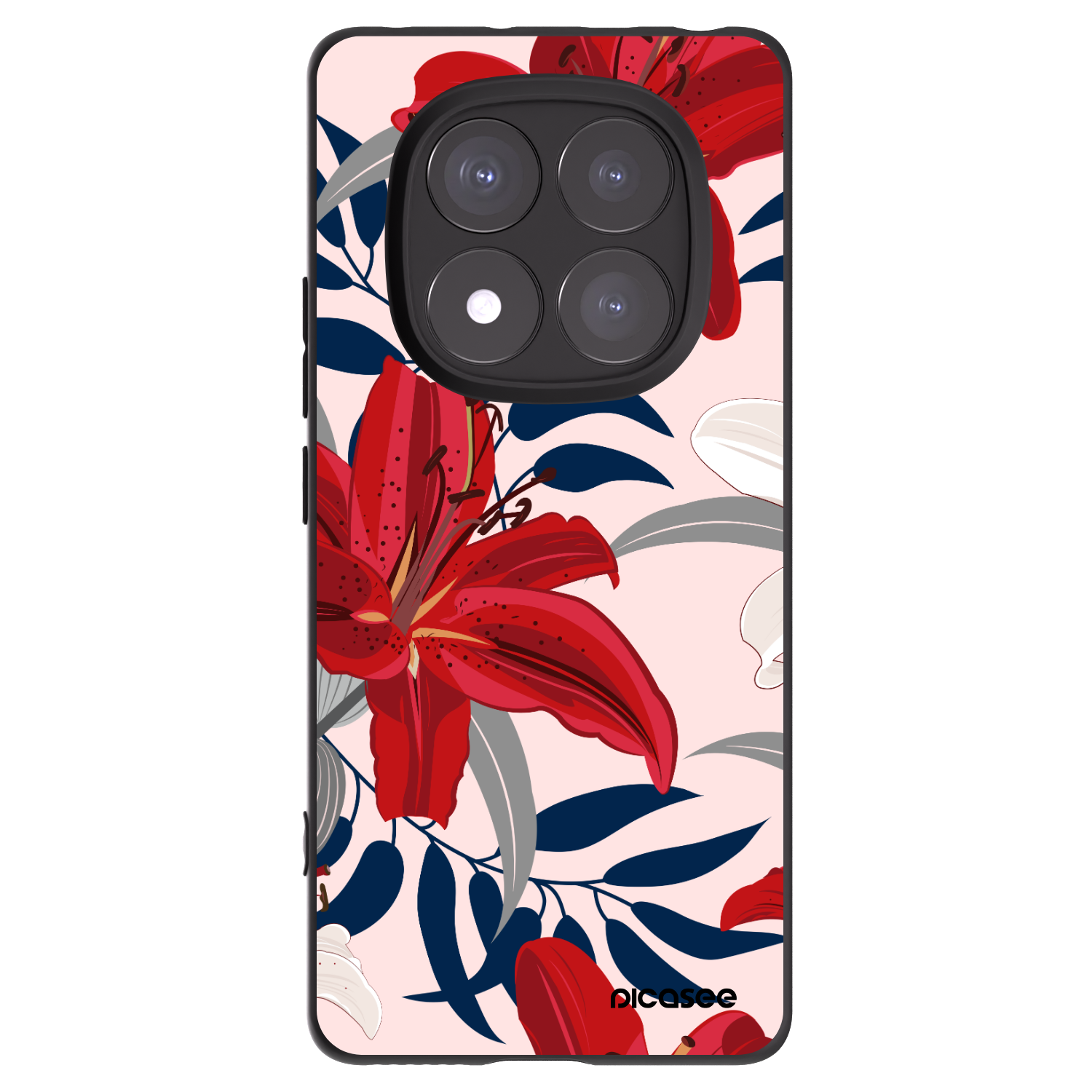 Picasee husă neagră din silicon pentru Xiaomi Redmi Note 14 Pro 5G - Red Lily