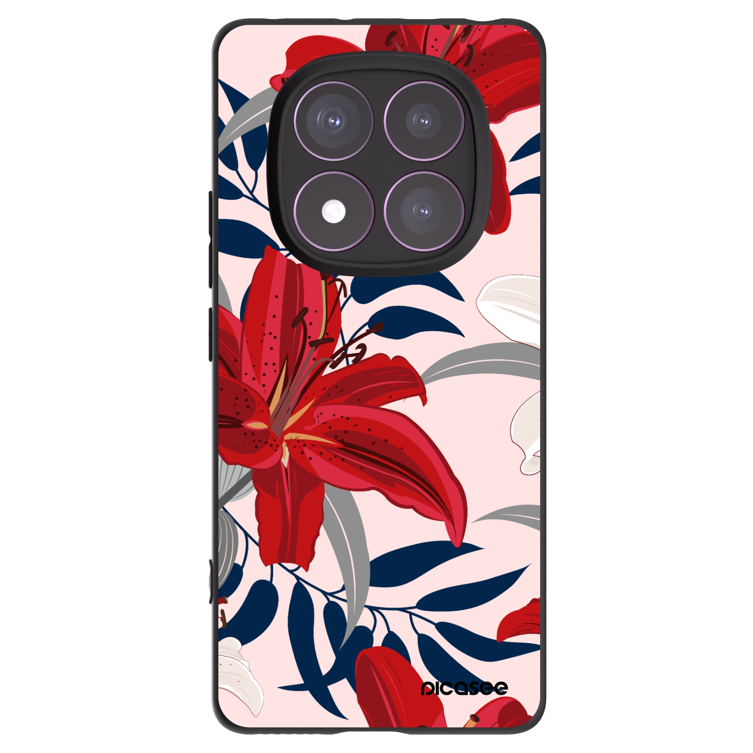 Picasee husă neagră din silicon pentru Xiaomi Redmi Note 14 Pro 4G - Red Lily