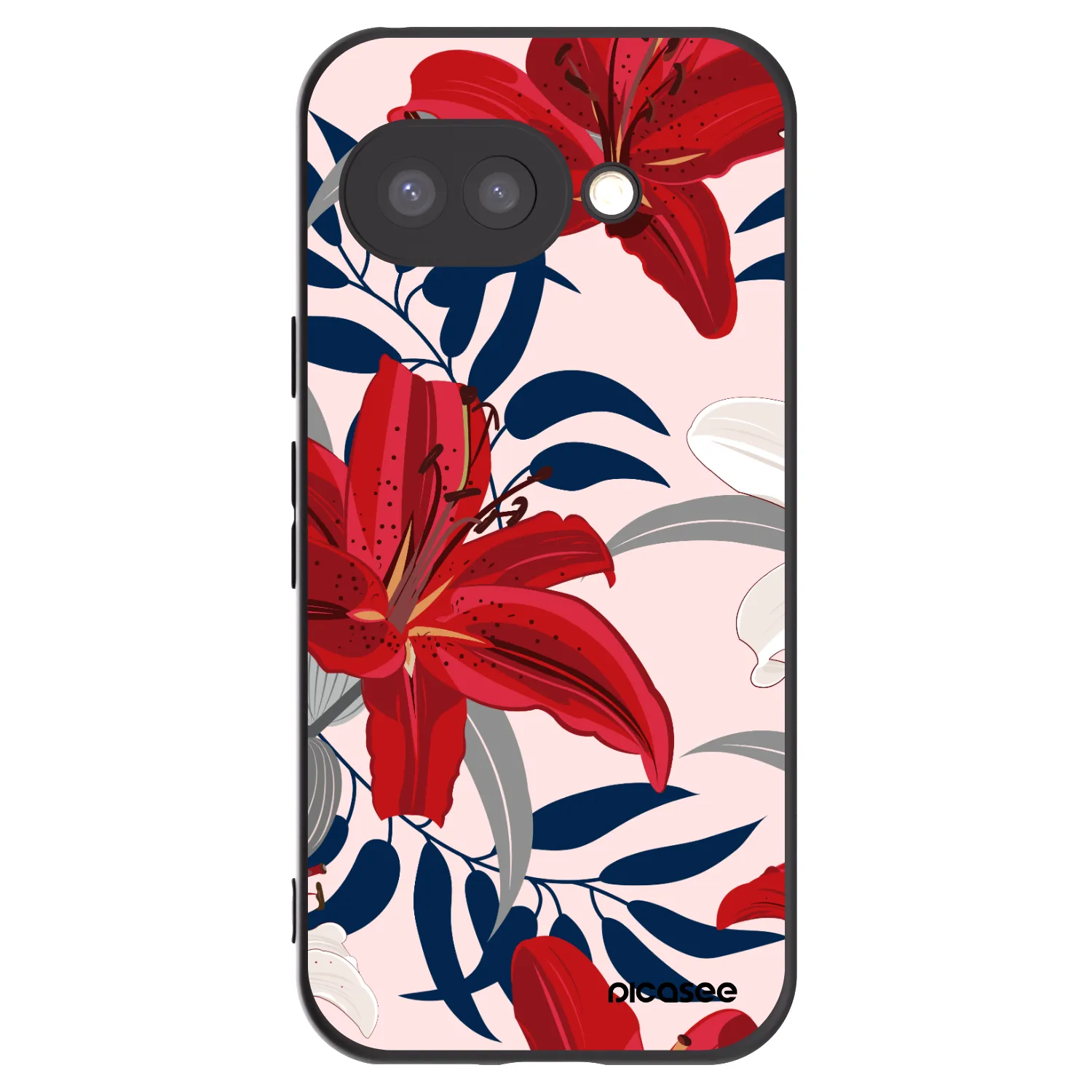 Picasee husă neagră din silicon pentru Google Pixel 9a - Red Lily