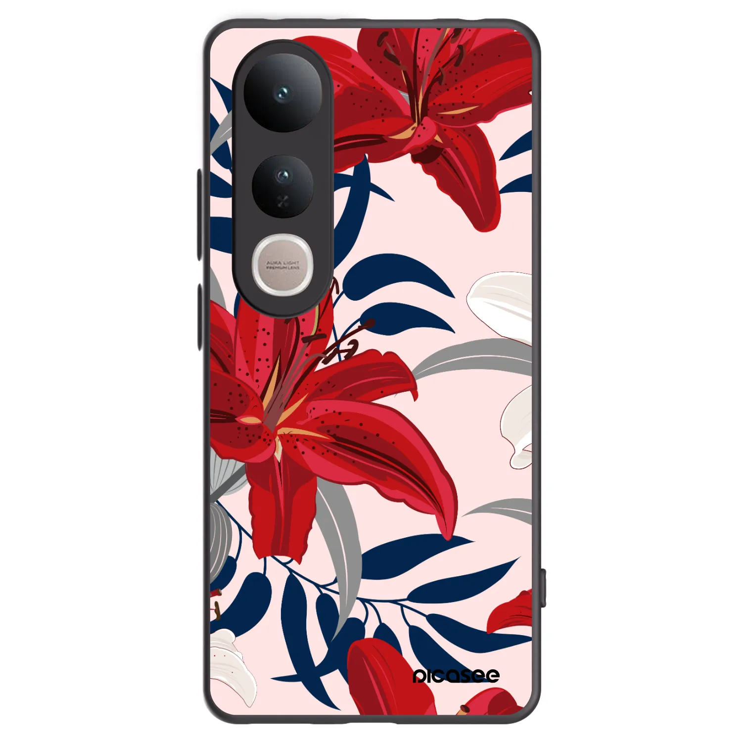 Picasee husă neagră din silicon pentru Vivo V50 Lite 5G - Red Lily